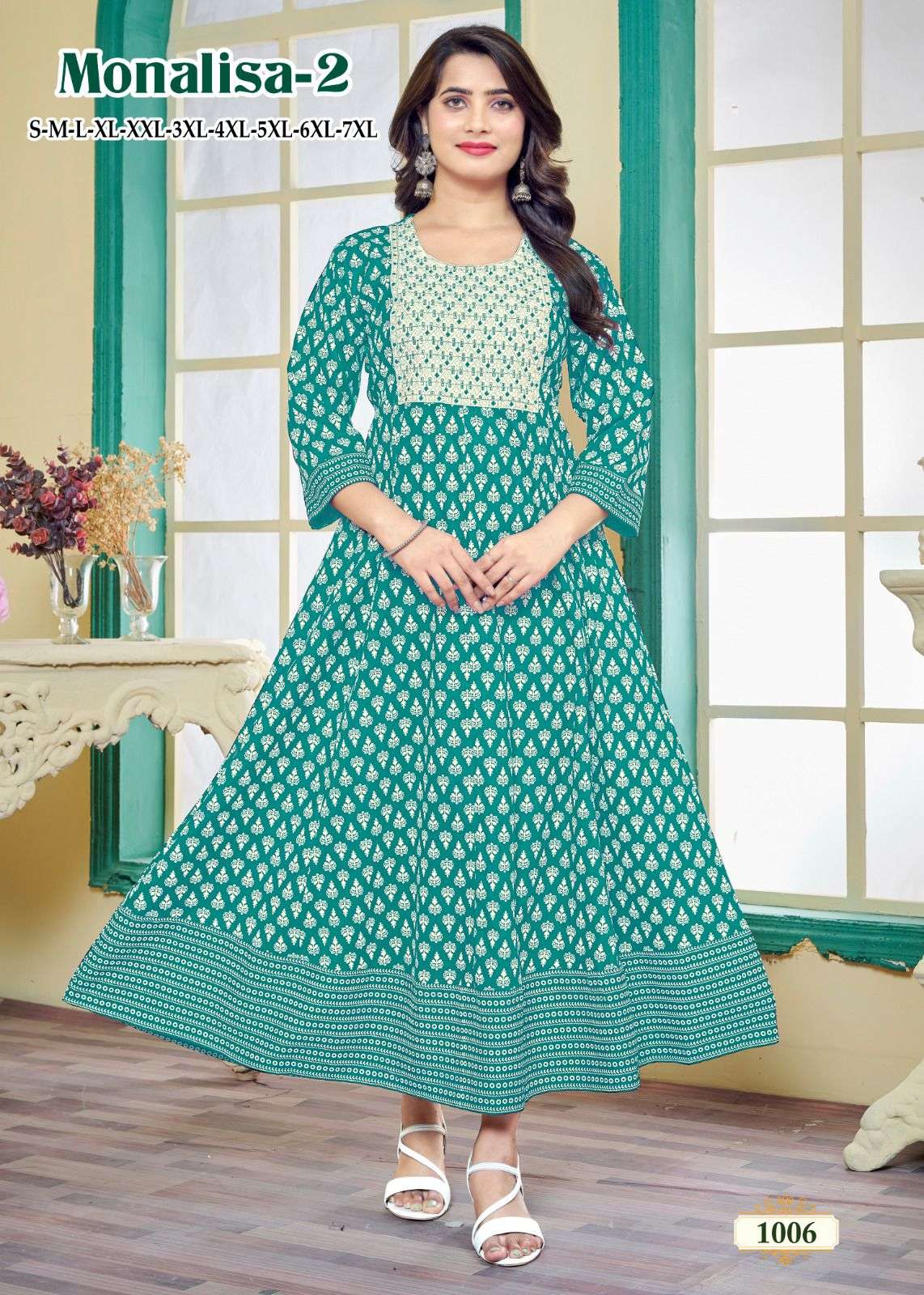 MF MONALISA RAYON PRINT FANCY GOWN KURTI