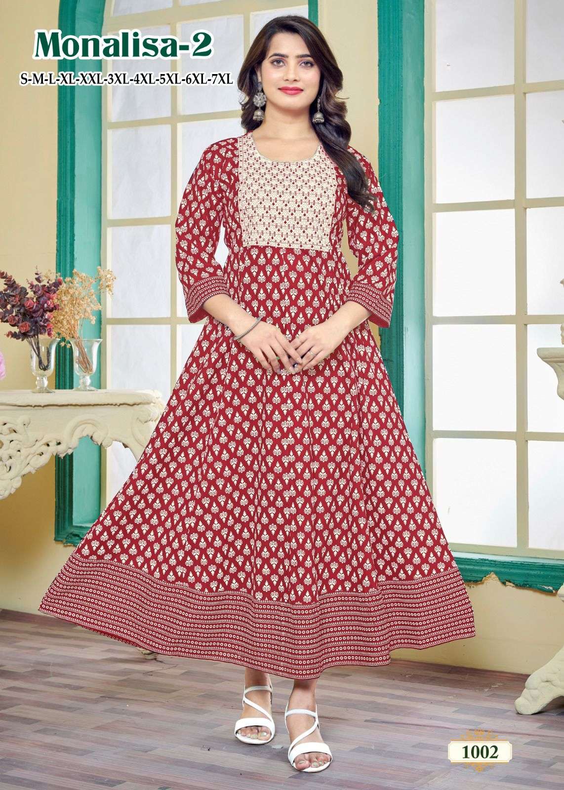MF MONALISA RAYON PRINT FANCY GOWN KURTI