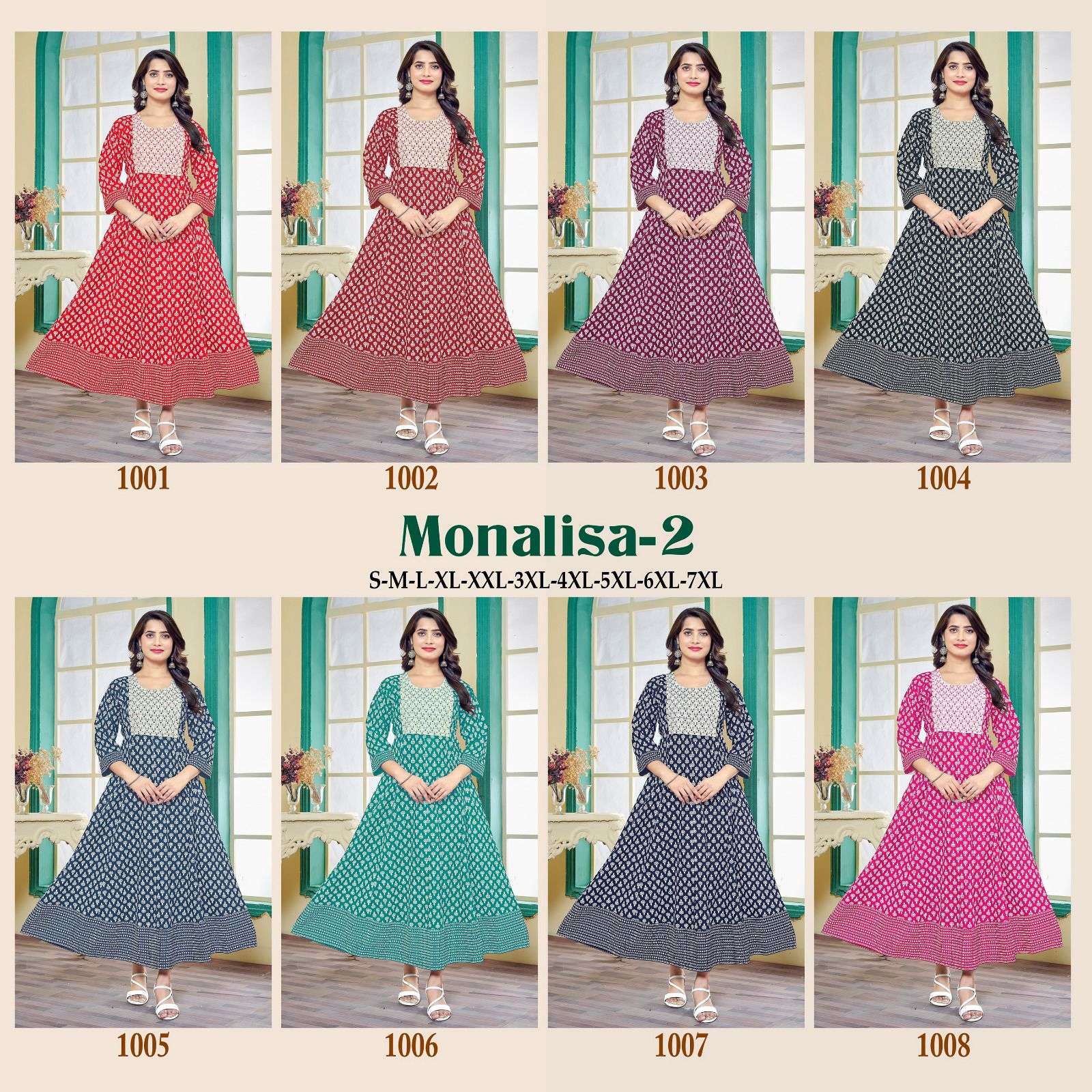 MF MONALISA RAYON PRINT FANCY GOWN KURTI