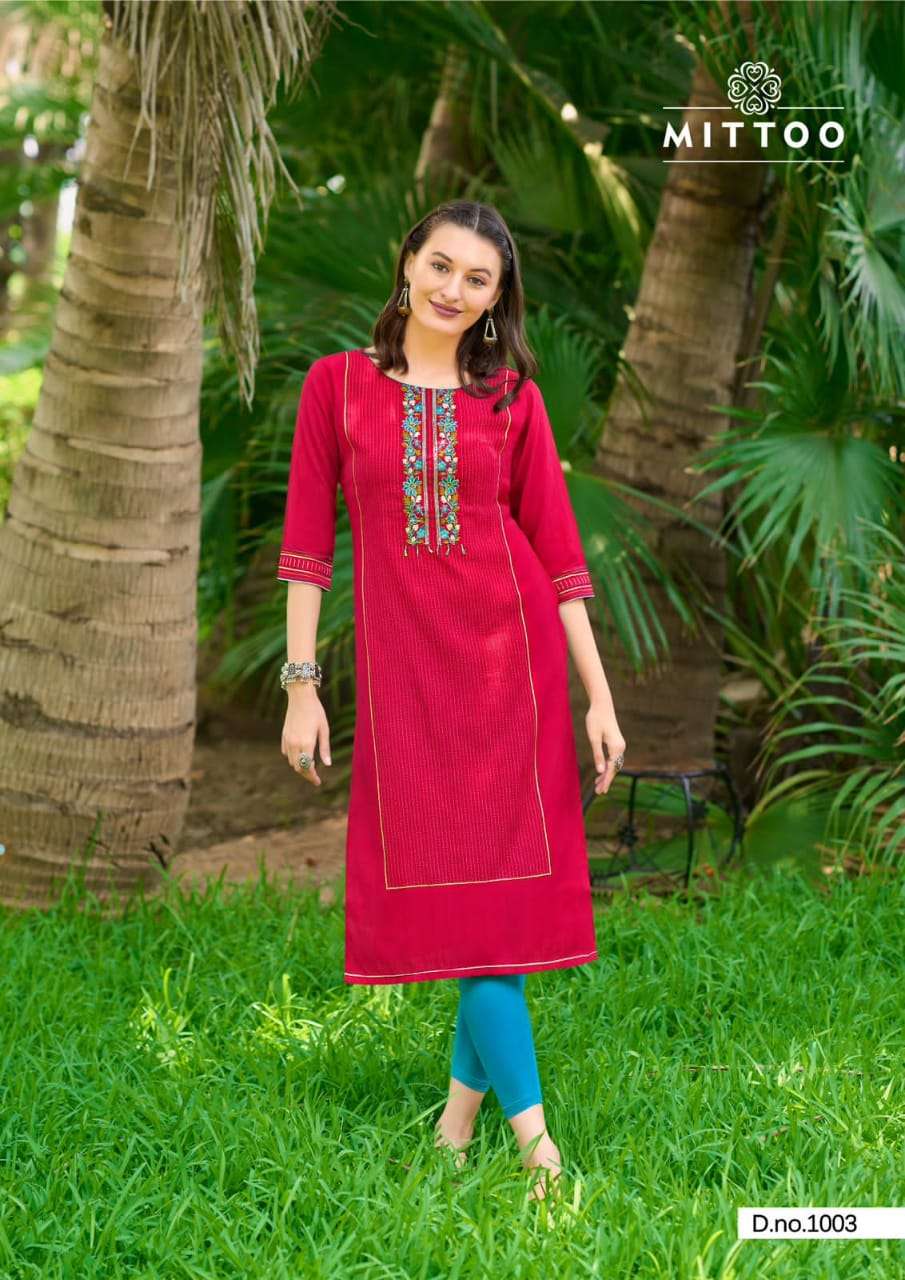 MITTOO MAHIKA VISCOSE FANCY HAND WORKS KURTI