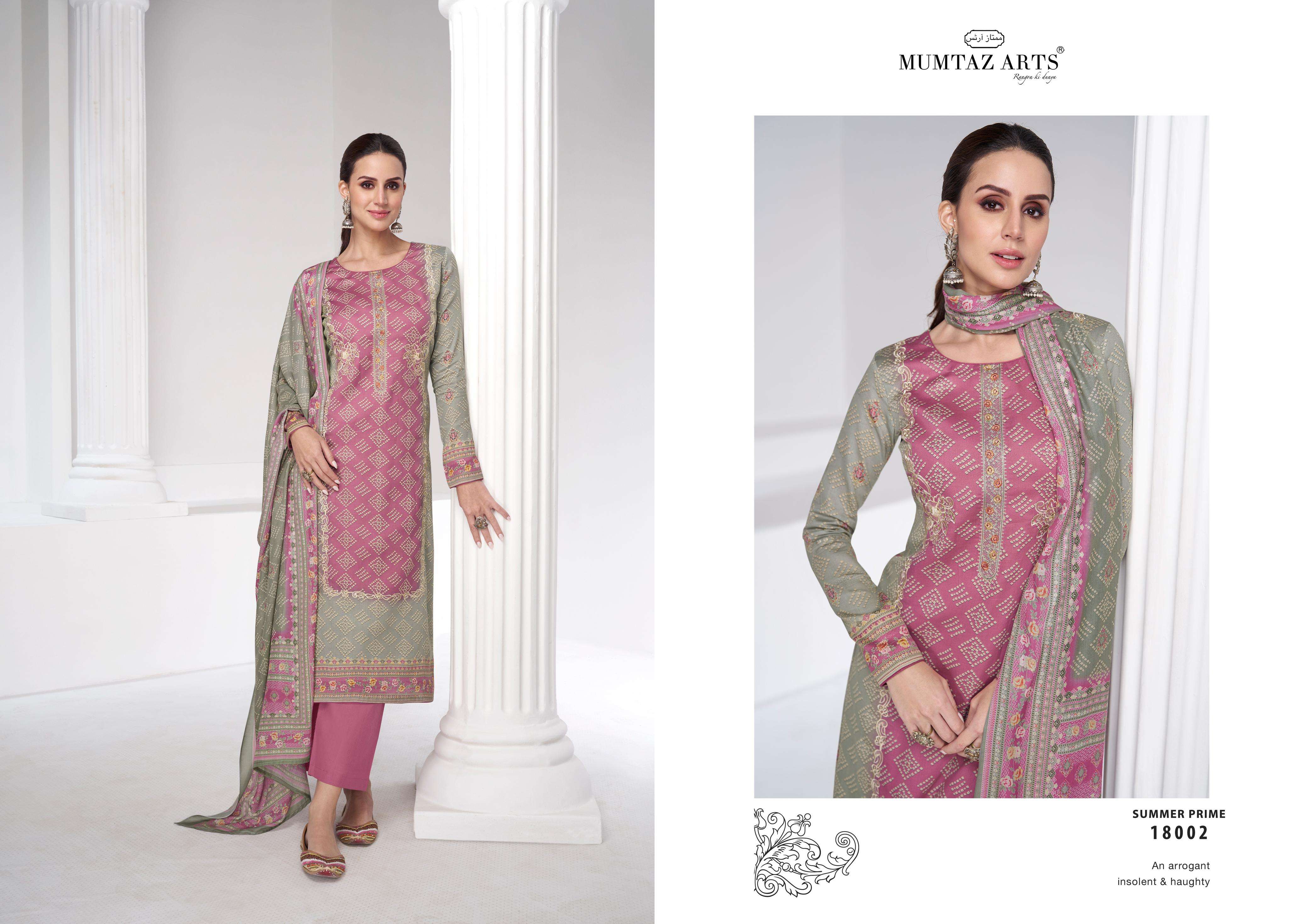 MUMTAZ ARTS SUMMER PRIME JAM SATIN PRINT WITH FANCY WORK SUIT