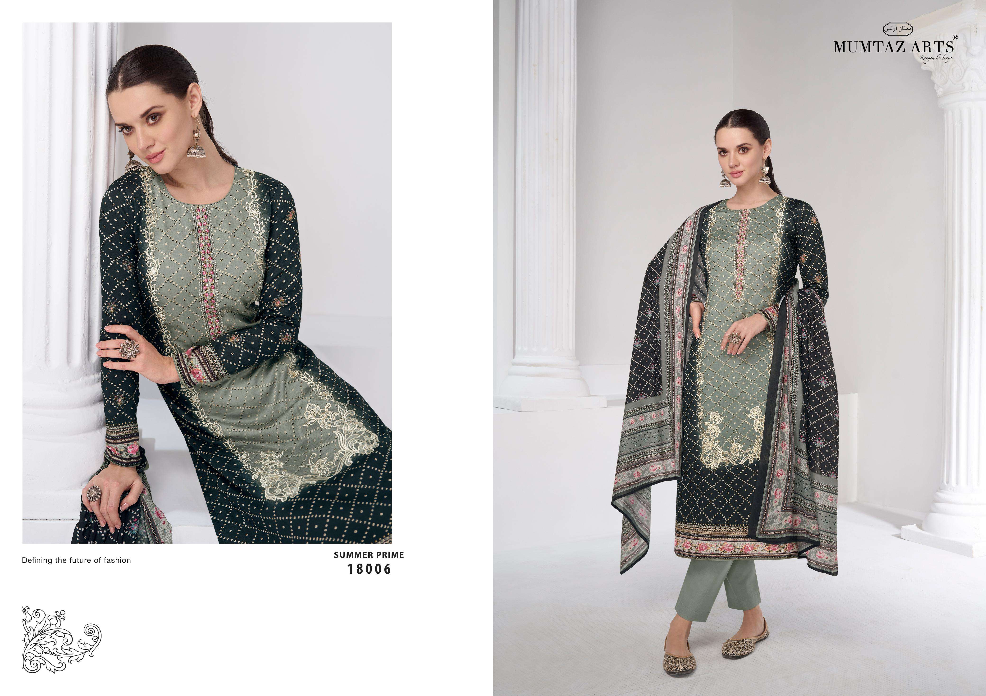 MUMTAZ ARTS SUMMER PRIME JAM SATIN PRINT WITH FANCY WORK SUIT