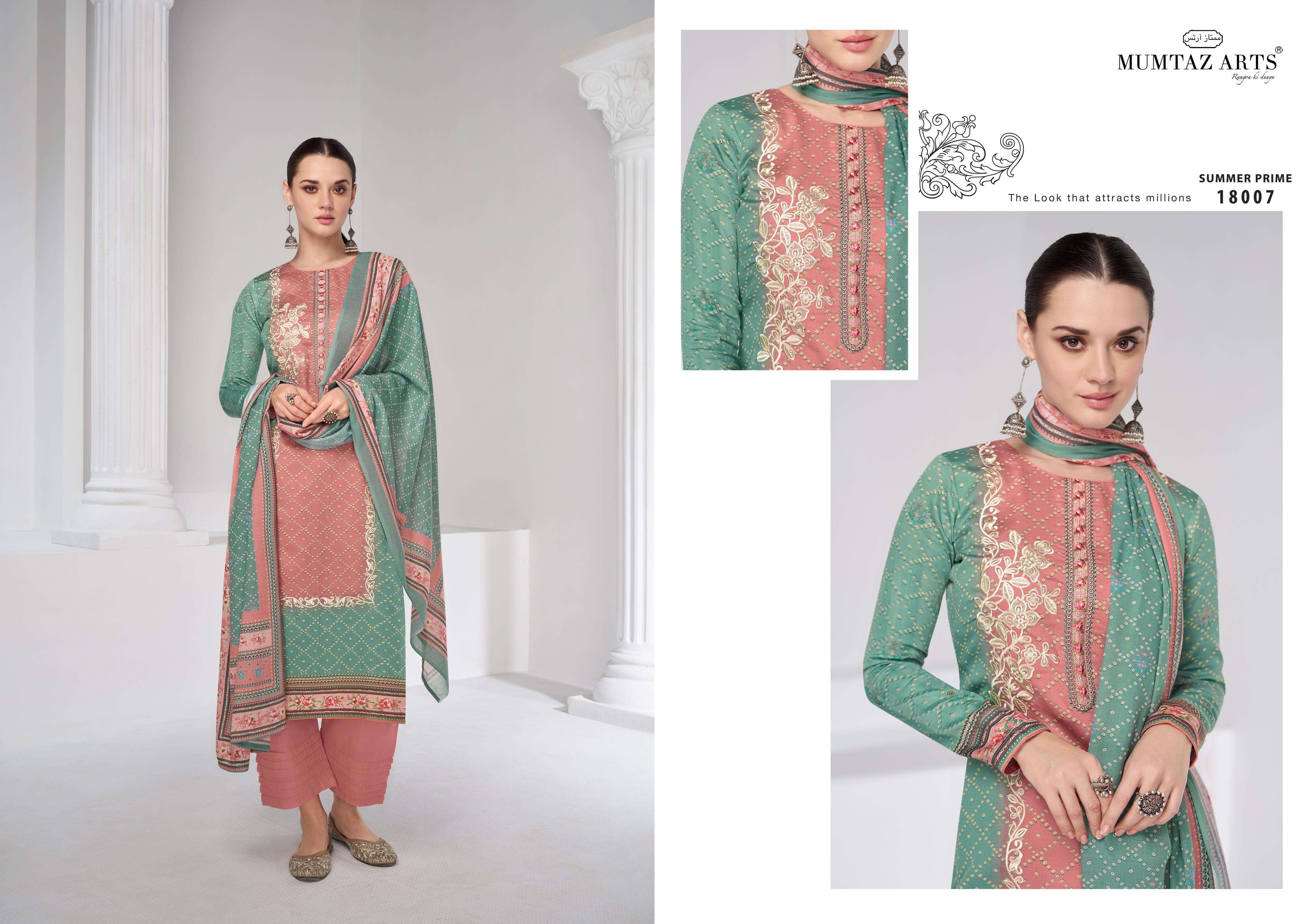 MUMTAZ ARTS SUMMER PRIME JAM SATIN PRINT WITH FANCY WORK SUIT
