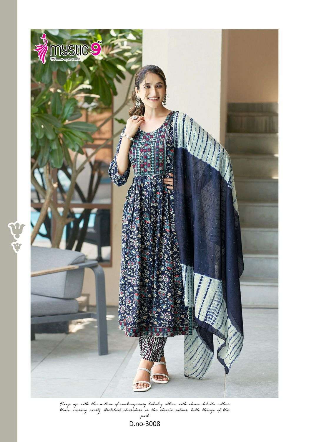 MYSTIC 9 SIMRAN VOL 3 FANCY NAIRA CUT PATTERN KURTI COMBO SET