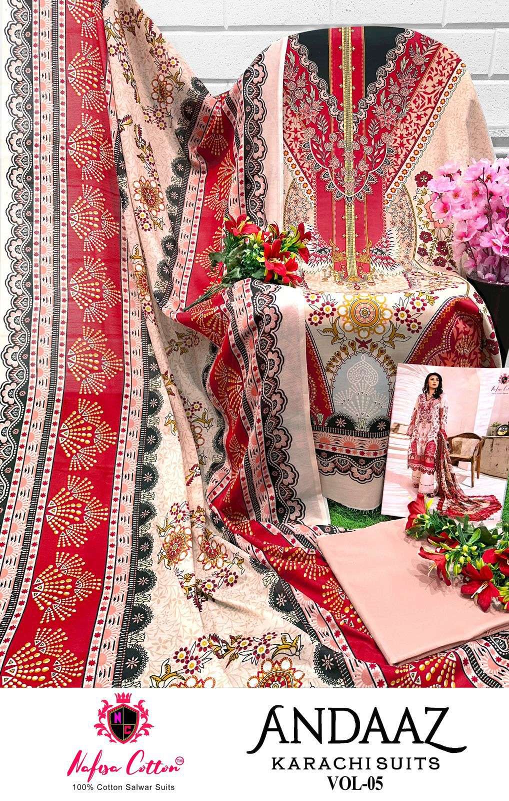 NAFISA COTTON ANDAAZ KARACHI SUITS VOL 5 COTTON DIGITAL PRINT SUIT