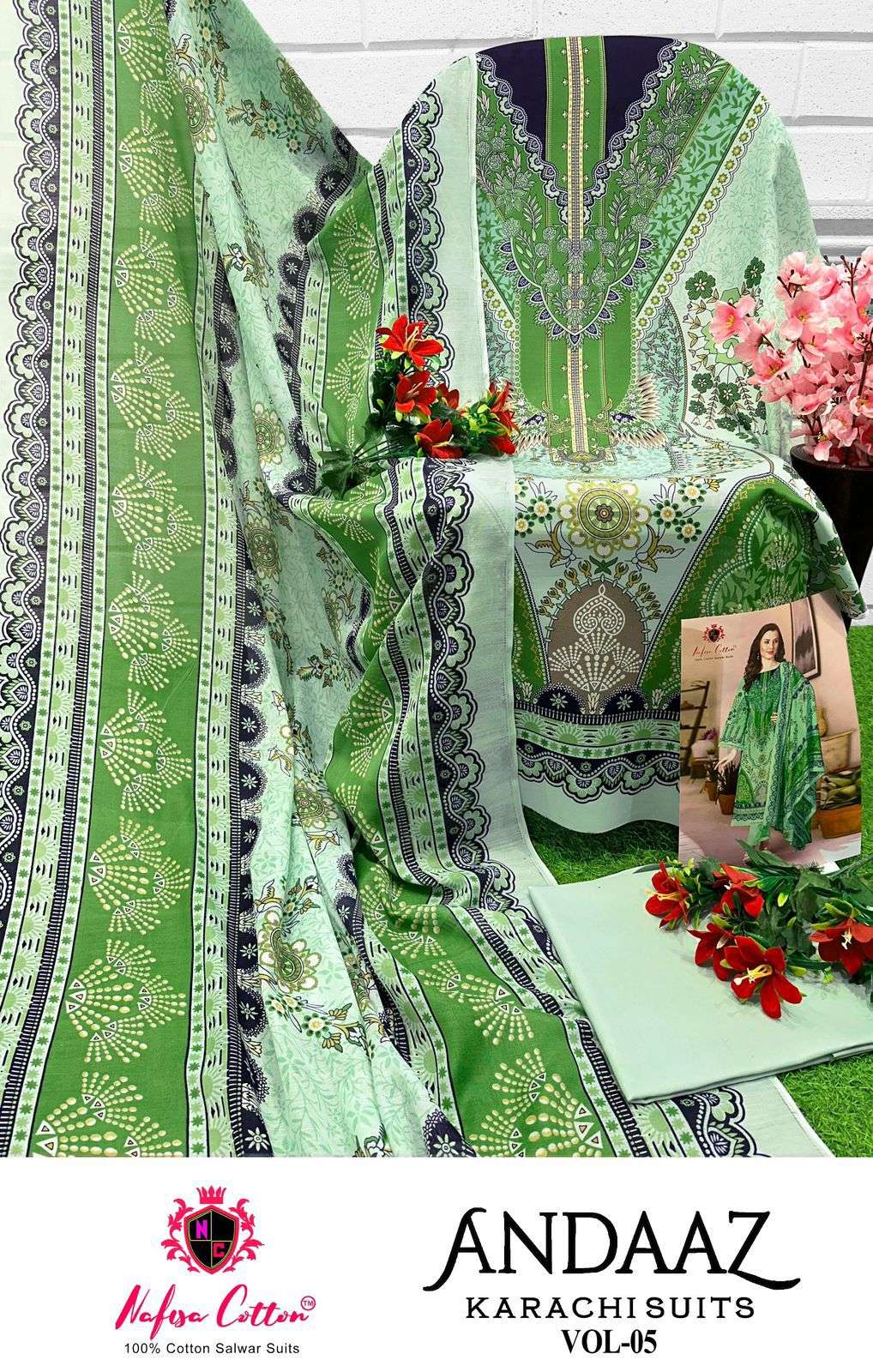 NAFISA COTTON ANDAAZ KARACHI SUITS VOL 5 COTTON DIGITAL PRINT SUIT