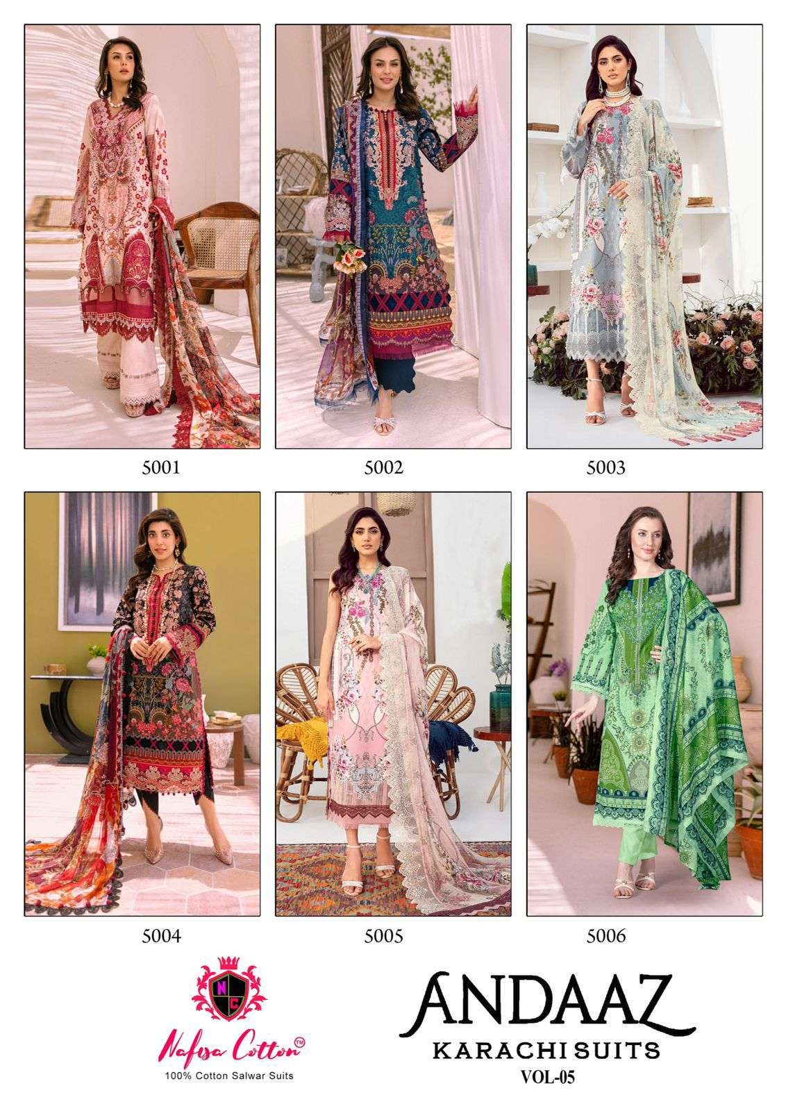 NAFISA COTTON ANDAAZ KARACHI SUITS VOL 5 COTTON DIGITAL PRINT SUIT