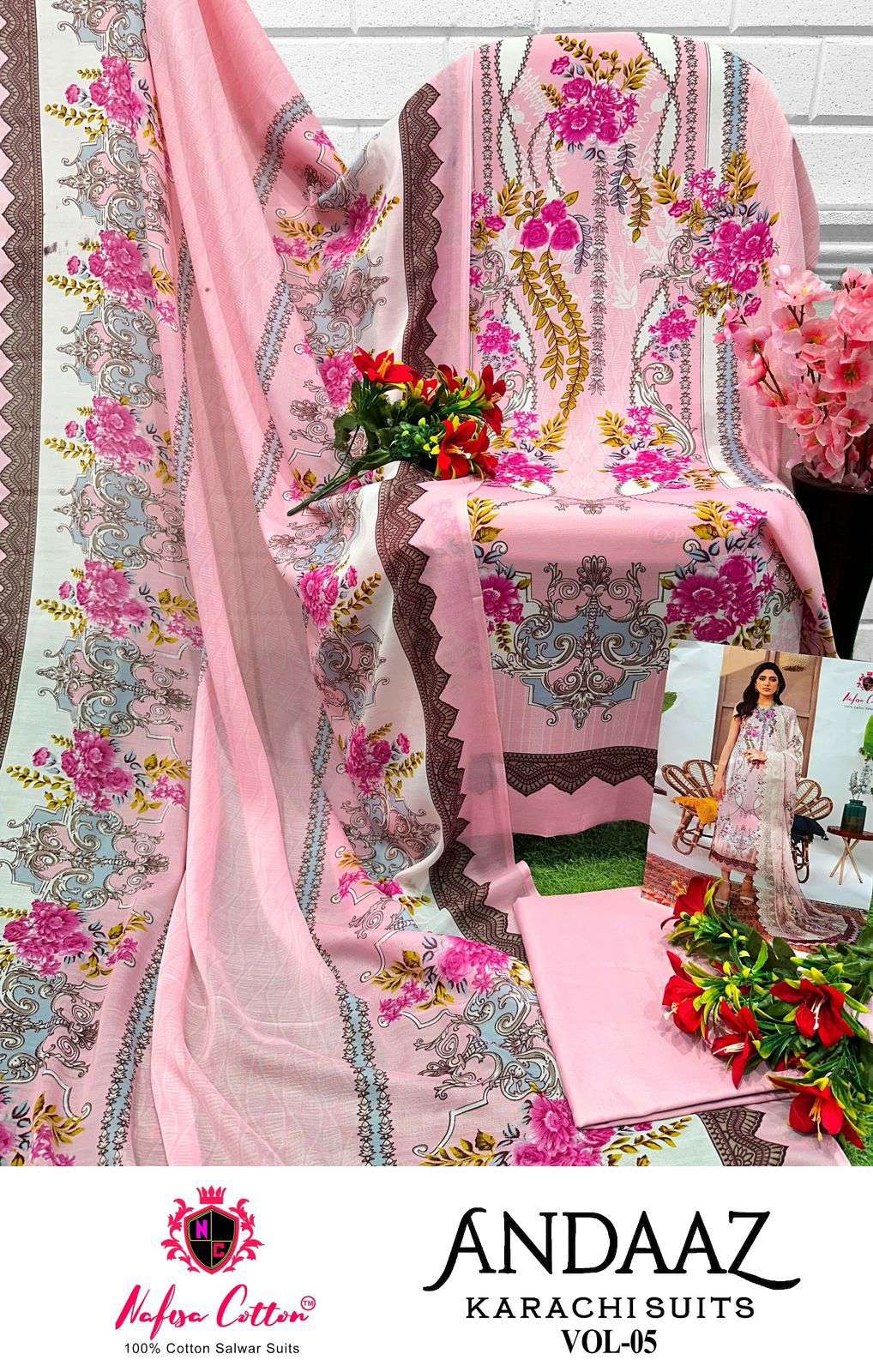NAFISA COTTON ANDAAZ KARACHI SUITS VOL 5 COTTON DIGITAL PRINT SUIT