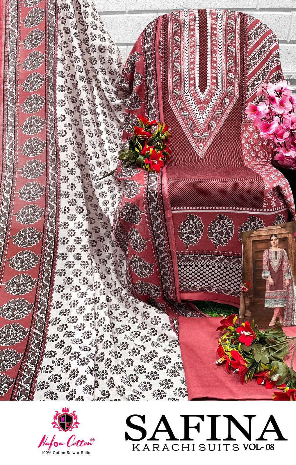 NAFISA COTTON SAFINA VOL 8 COTTON DIGITAL PRINTS SUIT