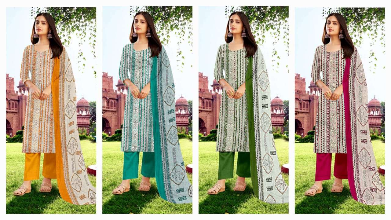 RADHIKA FASHION AZARA MEHEROON JAM COTTON FANCY WORK SUIT