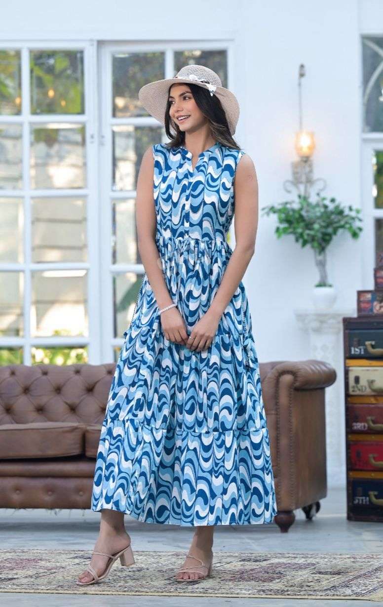 S4U SHIVALI FLAIRY TALES COTTON FANCY PRINT COOL SUMMER WEAR GOWN 