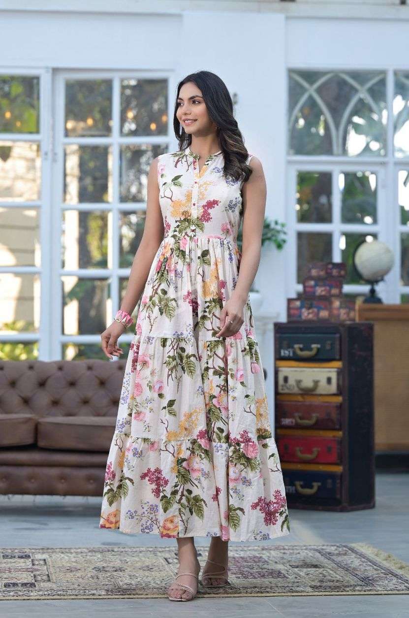 S4U SHIVALI FLAIRY TALES COTTON FANCY PRINT COOL SUMMER WEAR GOWN 