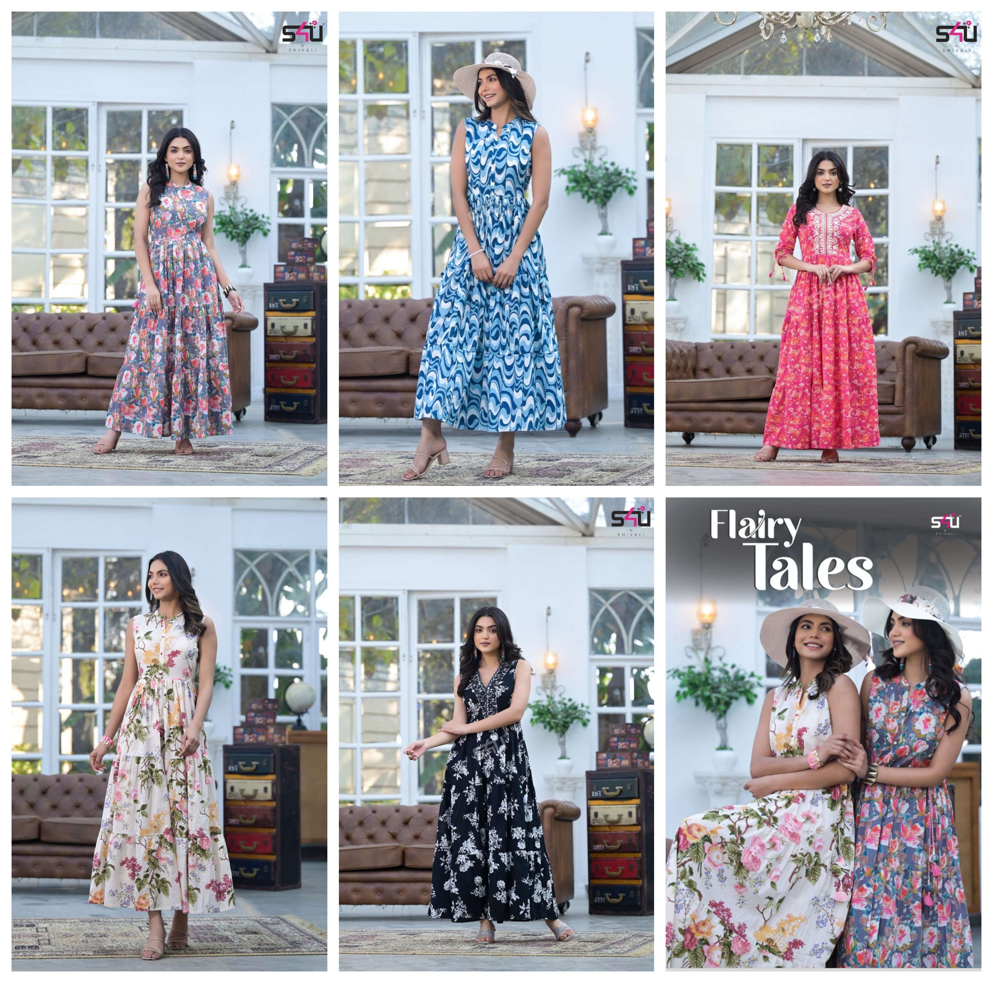 S4U SHIVALI FLAIRY TALES COTTON FANCY PRINT COOL SUMMER WEAR GOWN 