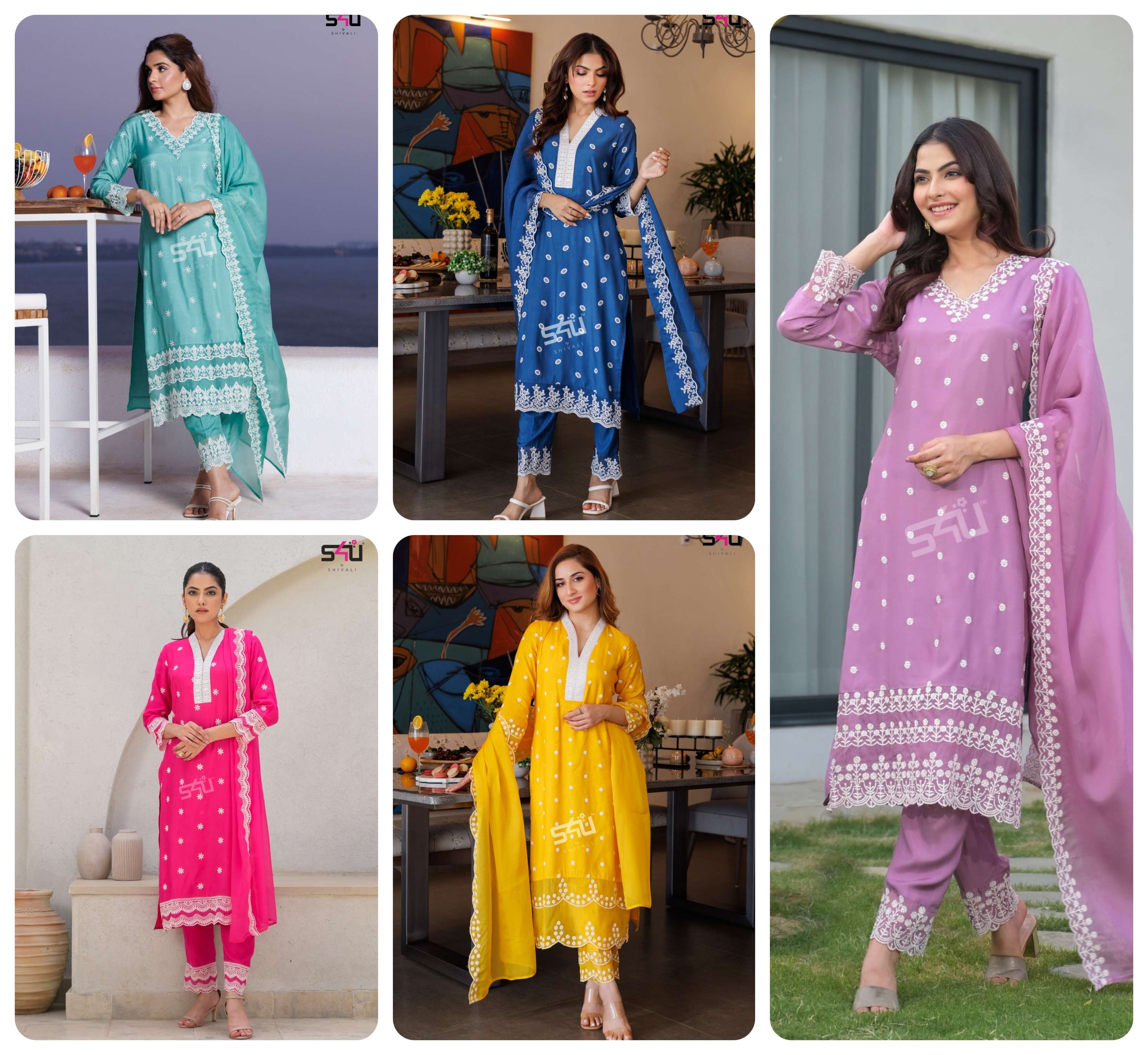 S4U SHIVALI LIBAS VOL 2 MUSLIN BEAUTIFUL DESIGNER KURTI COMBO SET 