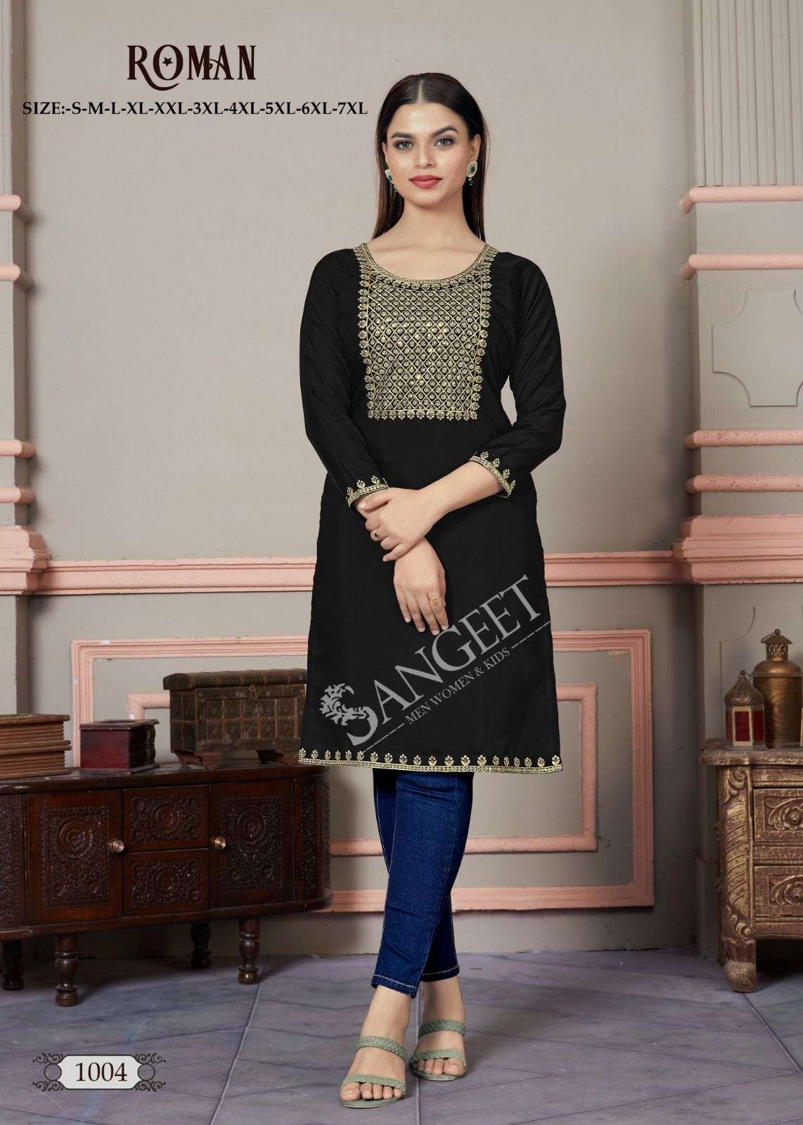 SANGEET ROMAN SILK FANCY REGULAR WEAR LADIES KURTI