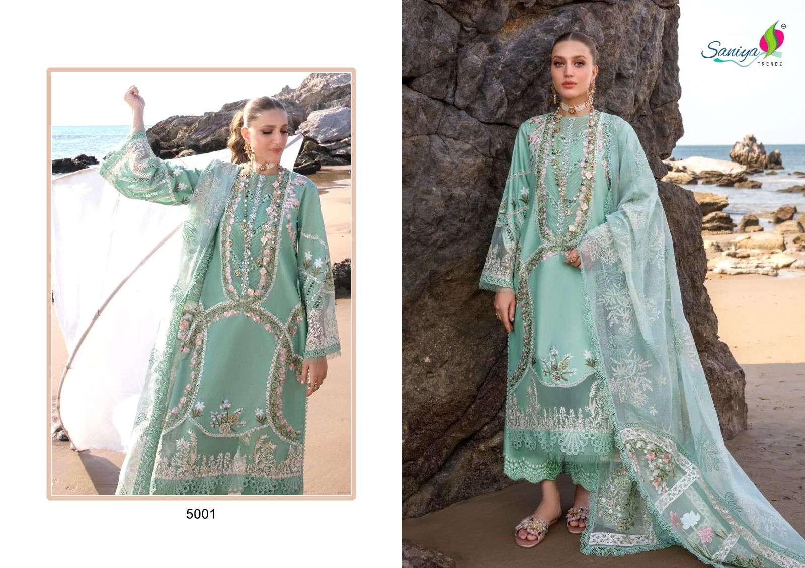 SANIYA TRENDZ SAIRA SAKIRA VOL 5 COTTON EMBROIDERY DESIGNER SUIT