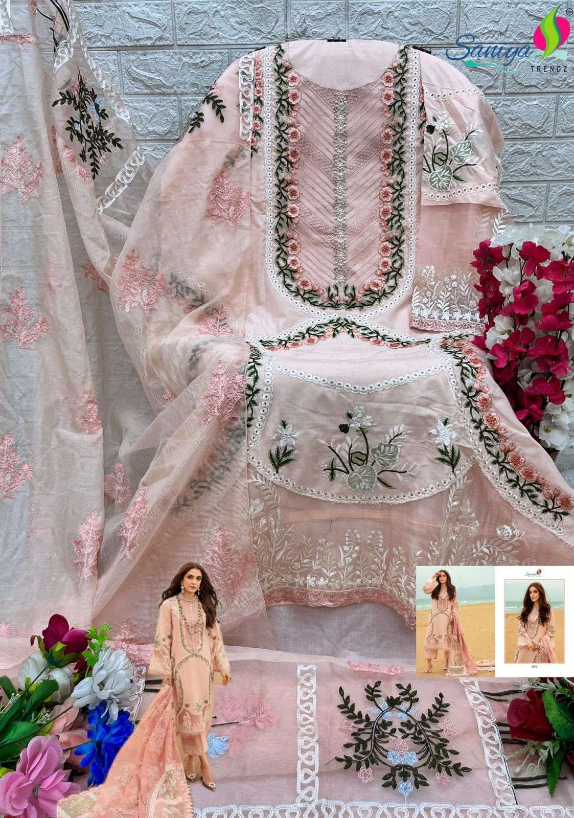 SANIYA TRENDZ SAIRA SAKIRA VOL 5 COTTON EMBROIDERY DESIGNER SUIT