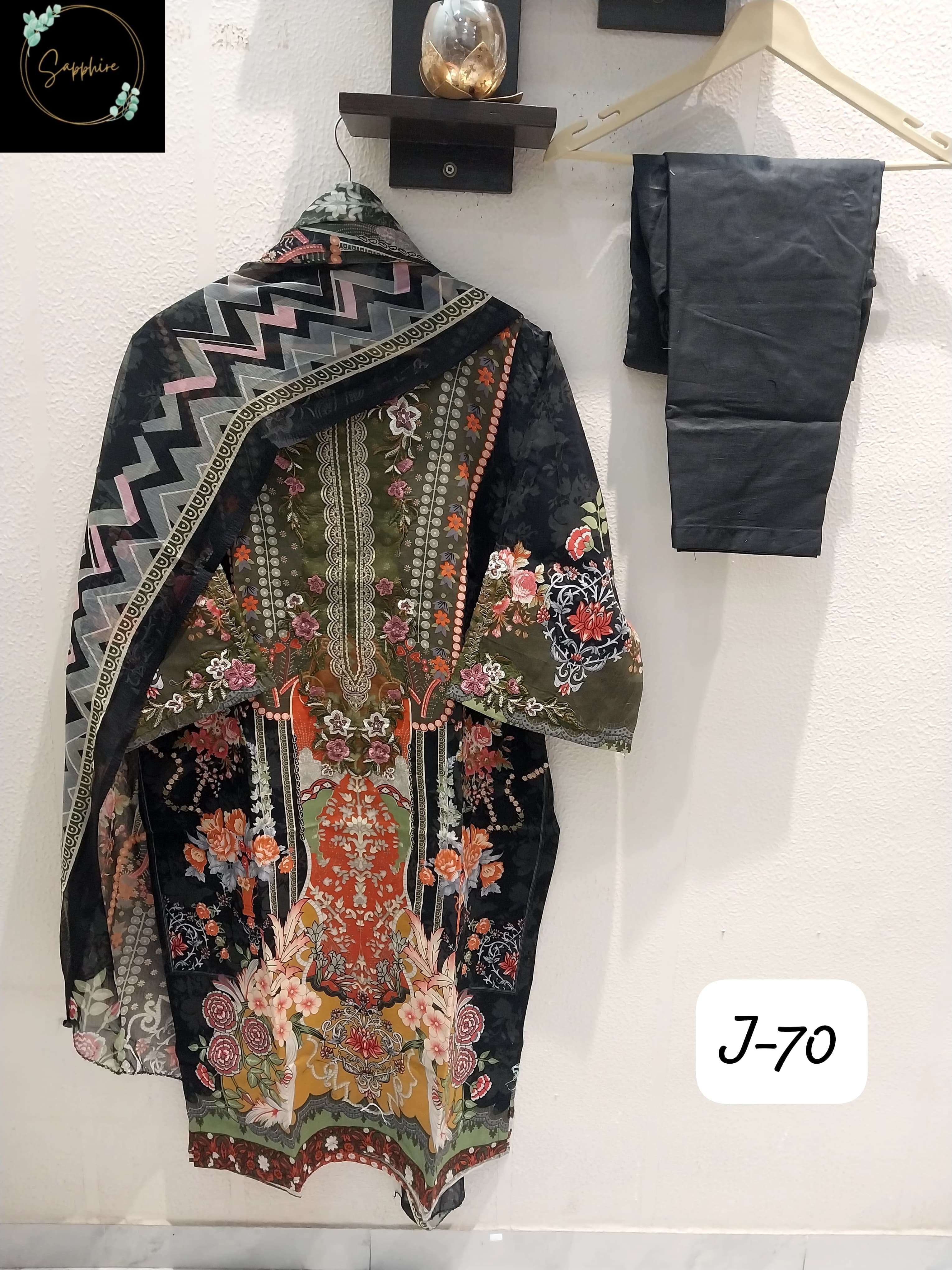 SAPPHIRE JAZMIN VOL 70 LAWN COTTON DESIGNER SUIT