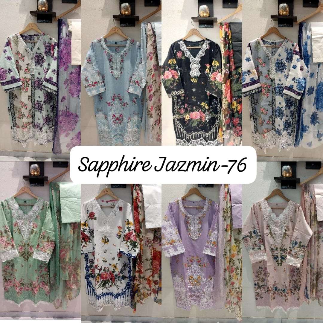 SAPPHIRE JAZMIN VOL 76 LAWN COTTON DESIGNER PAKISTANI SUIT