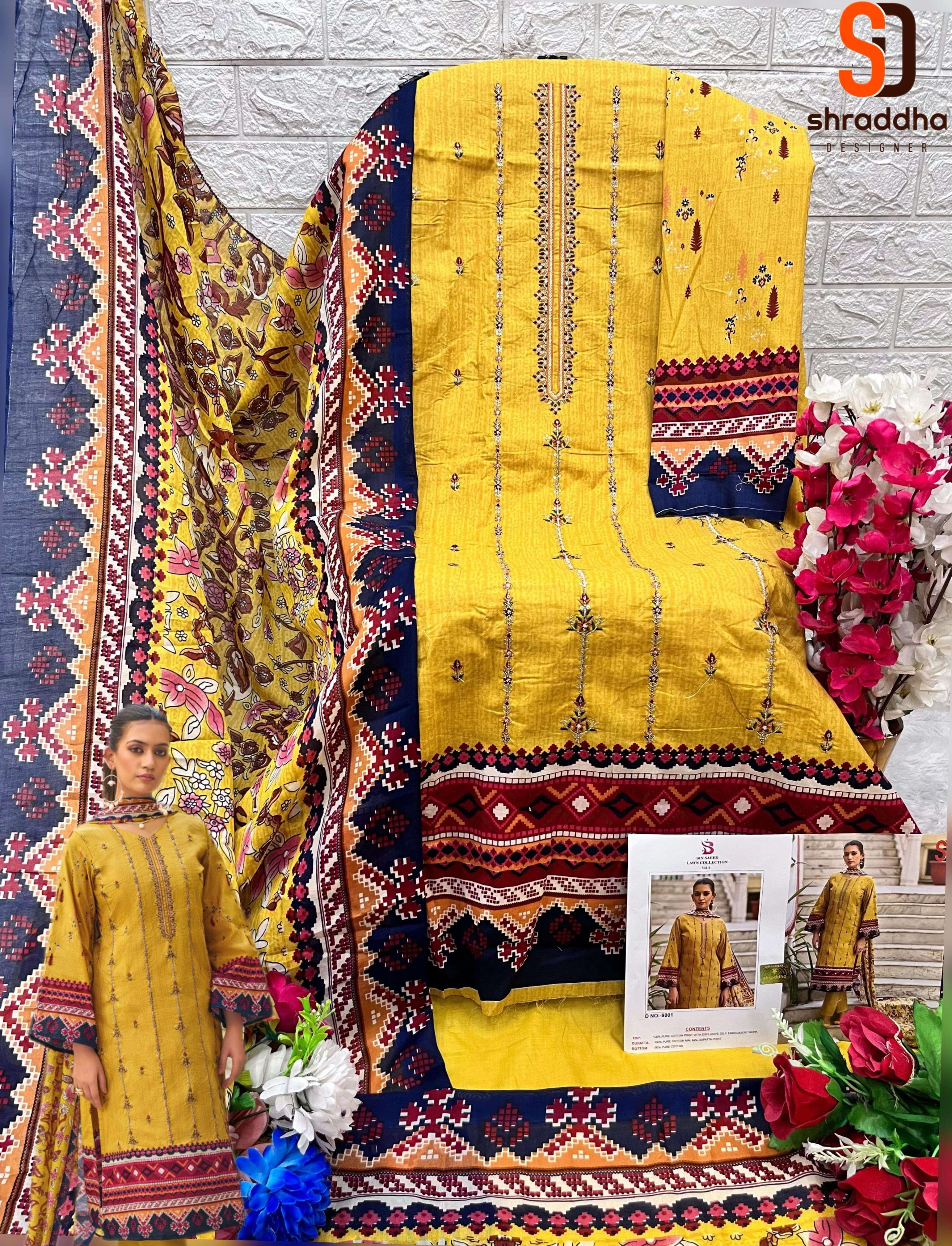 SHARADDHA DESIGNER BIN SAEED LAWN COLLECTION VOL 9 COTTON SUIT