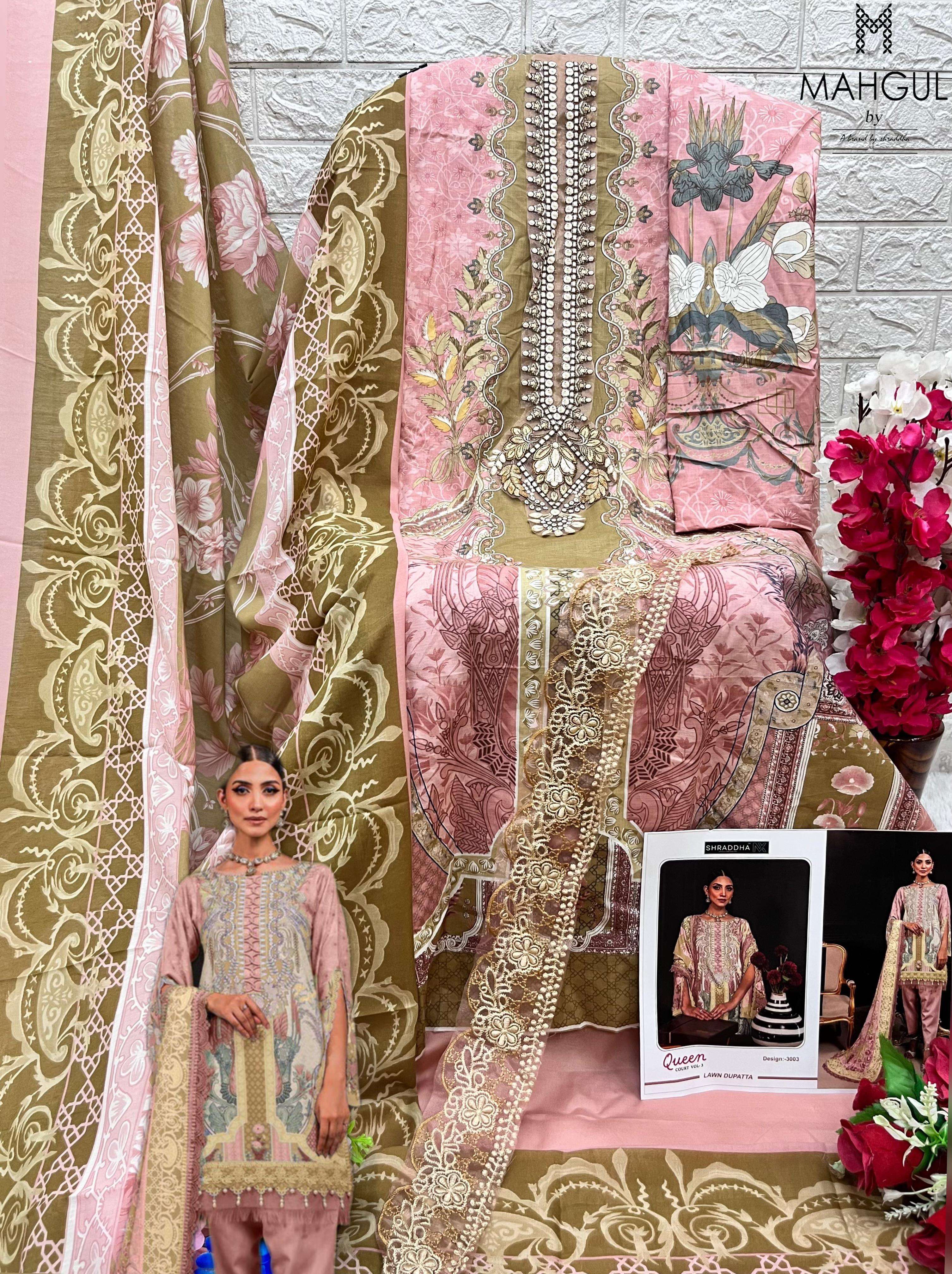 SHARADDHA NX MAHGUL QUEEN COURT VOL 3 LAWN COTTON SUIT