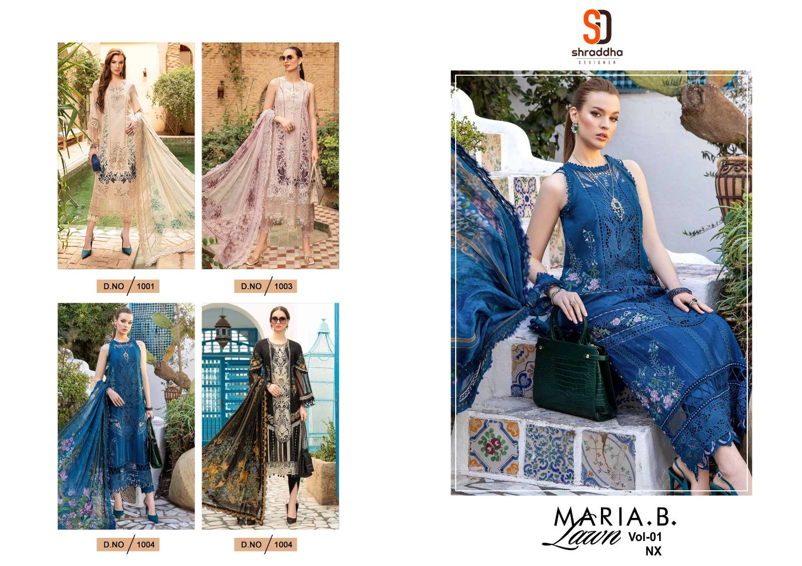 SHRADDHA DESIGNER MARIA B LAWN VOL 1 NX COTTON DESIGNER SUIT