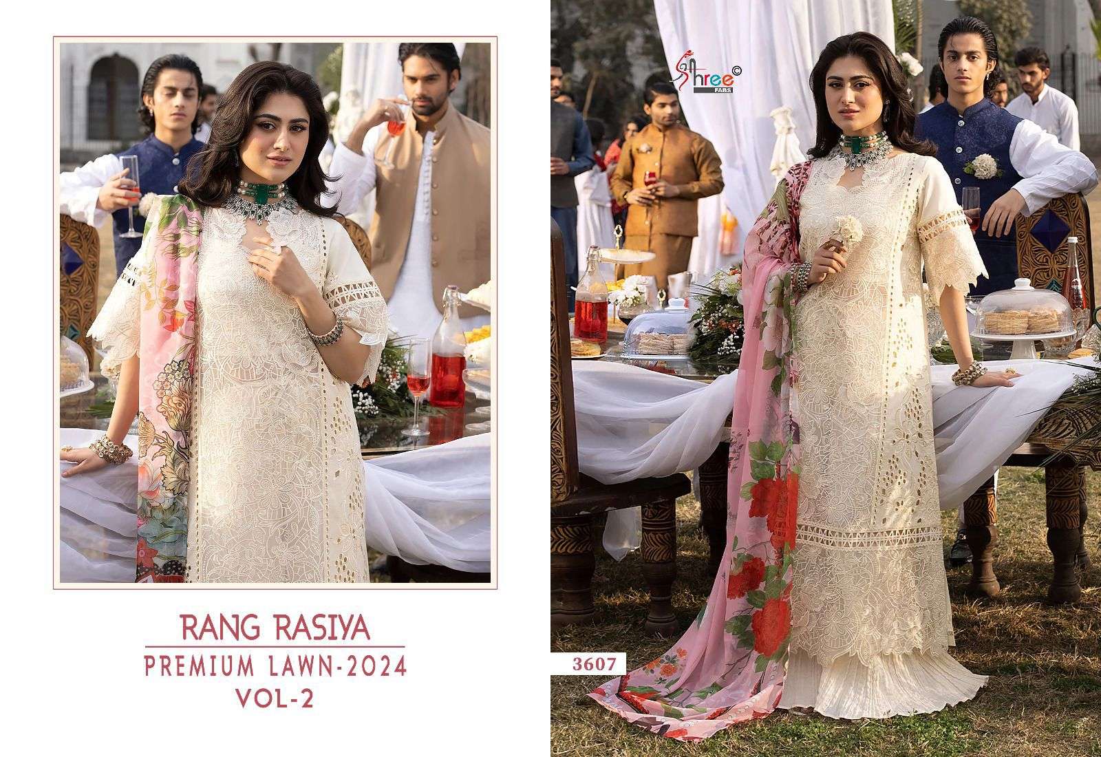 SHREE FABS RANG RASIYA PREMIUM LAWN 24 VOL 2 HEAVY DESIGNER SUIT