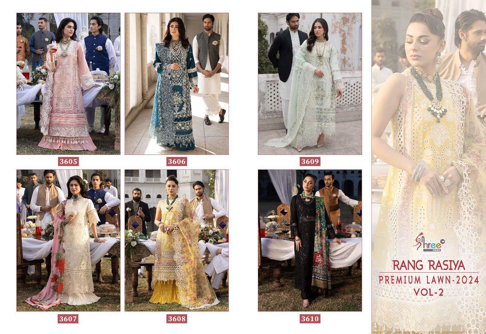 SHREE FABS RANG RASIYA PREMIUM LAWN 24 VOL 2 HEAVY DESIGNER SUIT