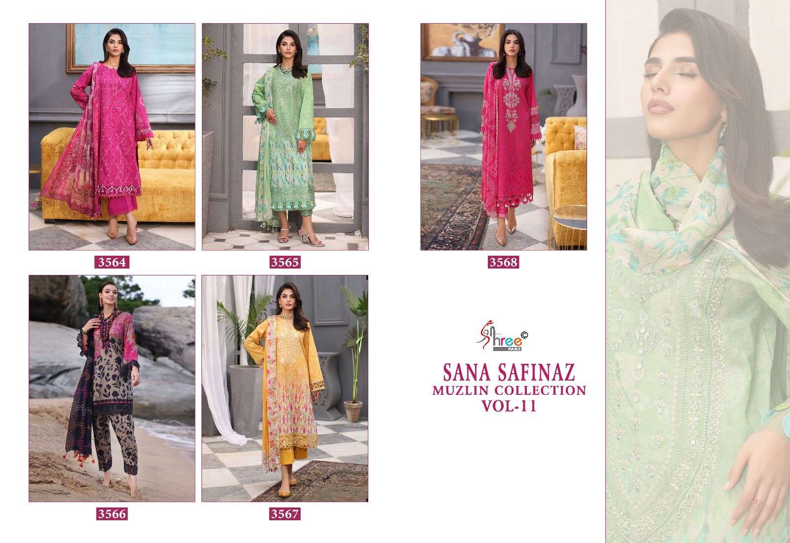 SHREE FABS SANA SAFINAZ MUZLIN COLLECTION VOL 11 COTTON SUIT