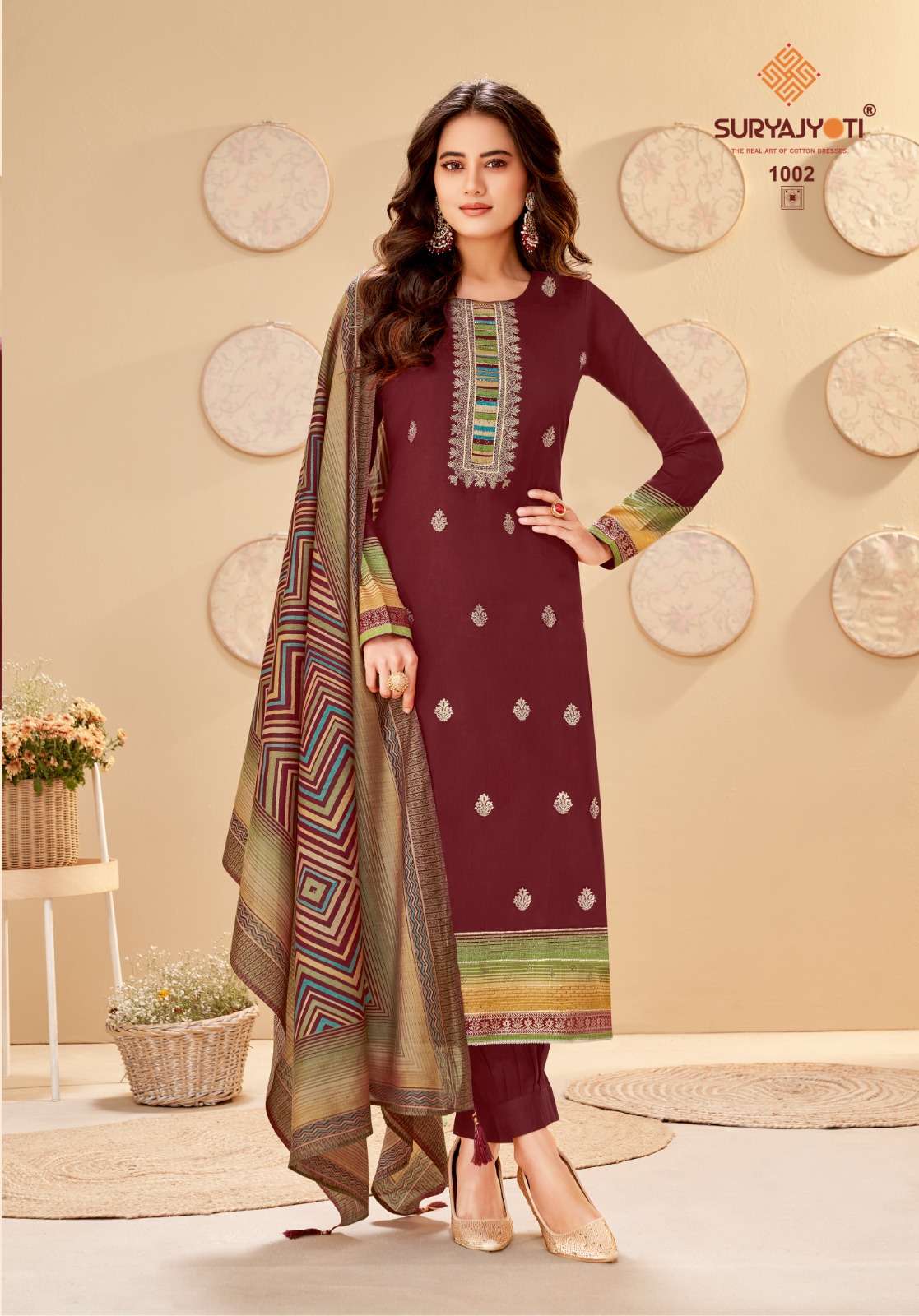 SURYAJYOTI PALLAVI VOL 1 JAM SATIN PRINT WITH HAND WORK SUIT