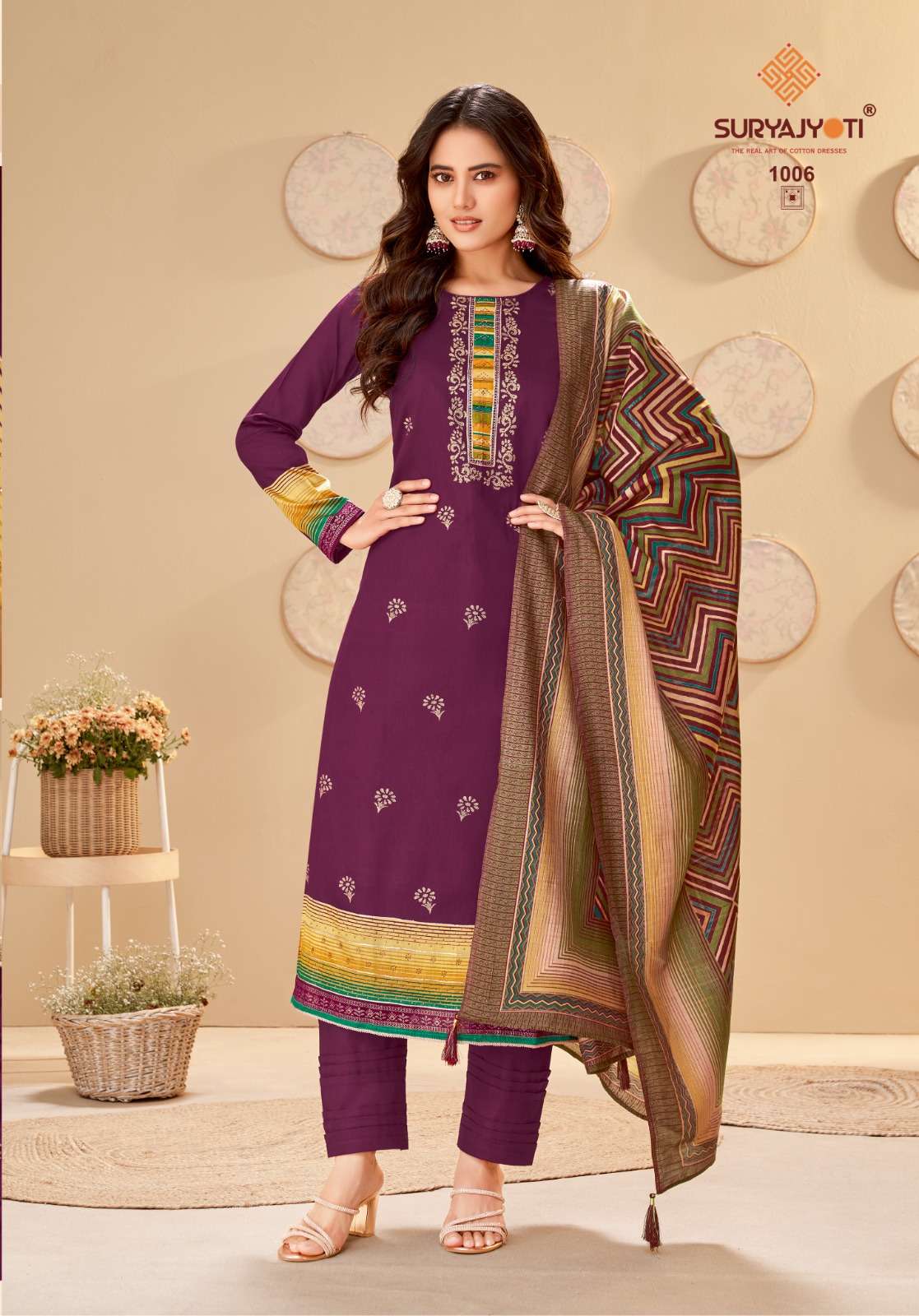 SURYAJYOTI PALLAVI VOL 1 JAM SATIN PRINT WITH HAND WORK SUIT