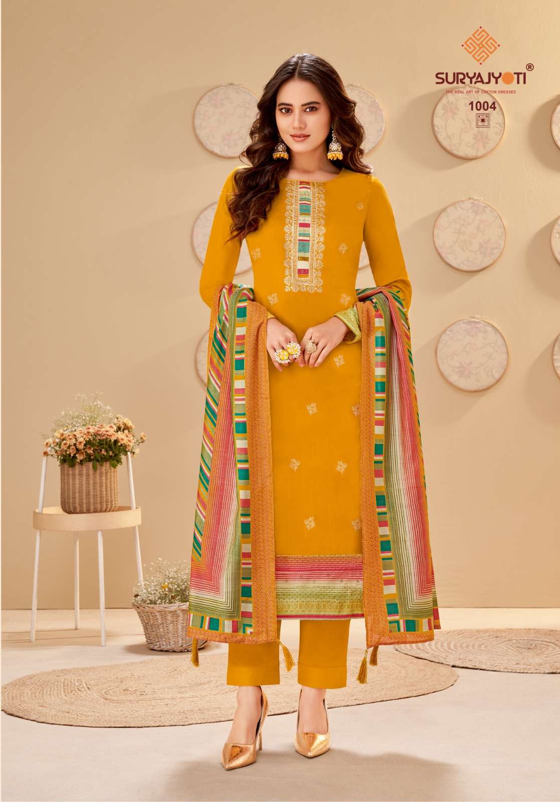 SURYAJYOTI PALLAVI VOL 1 JAM SATIN PRINT WITH HAND WORK SUIT