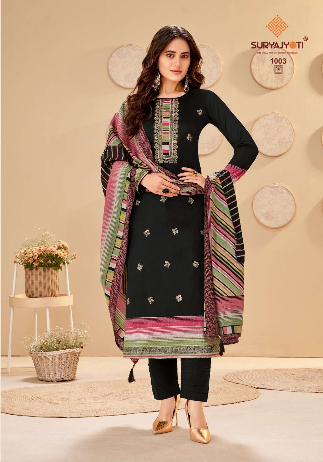 SURYAJYOTI PALLAVI VOL 1 JAM SATIN PRINT WITH HAND WORK SUIT