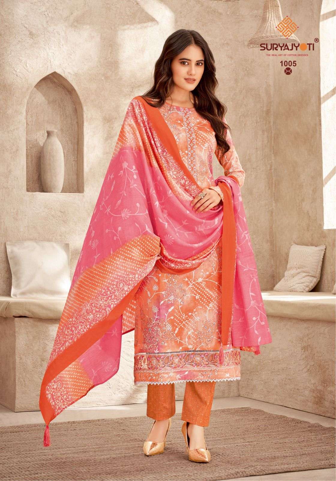 SURYAJYOTI PRACHI VOL 1 JAM SATIN PRINT WITH FANCY WORK SUIT