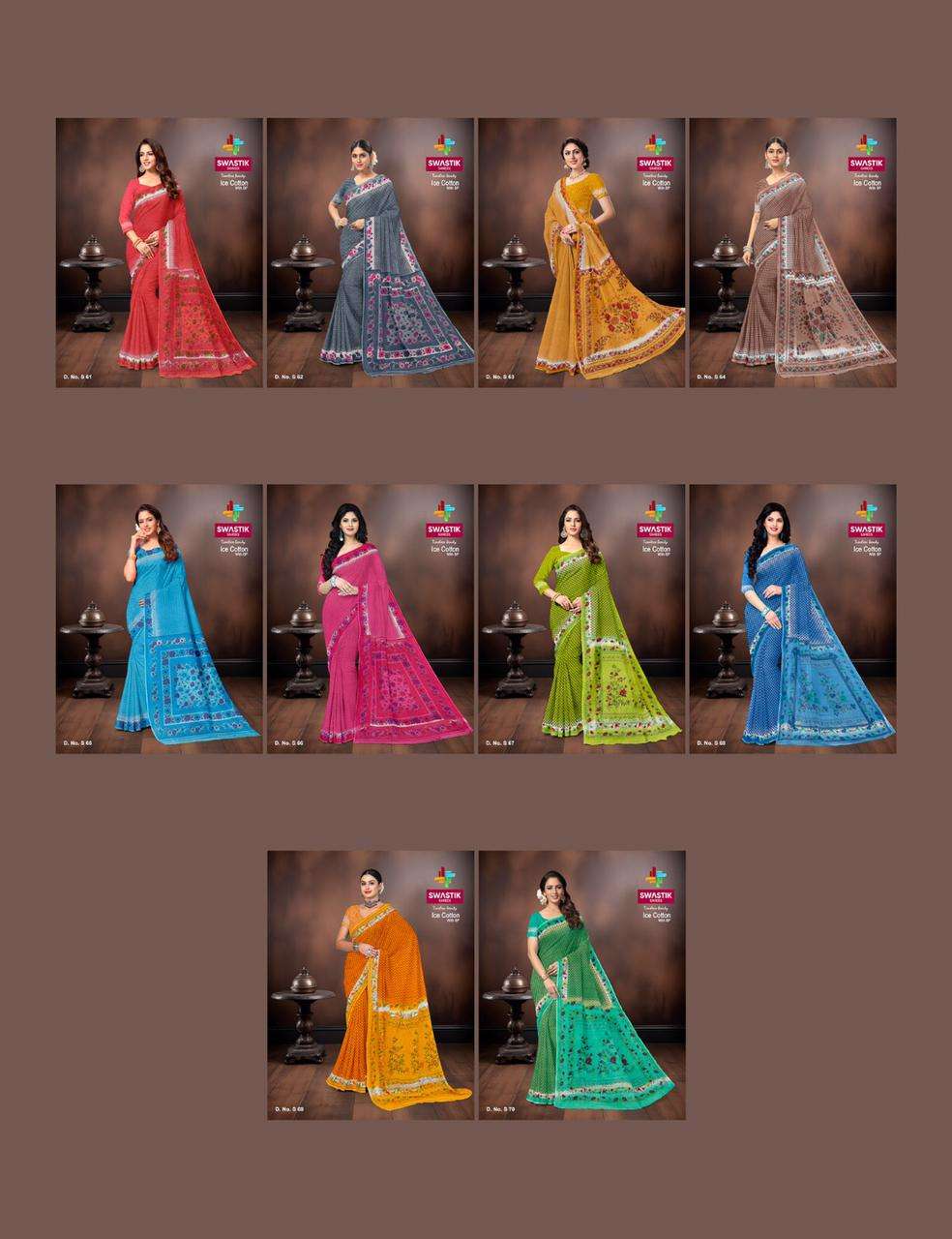 SWASTIK SAREES ICE COTTON BANDHANI PRINT SAREE