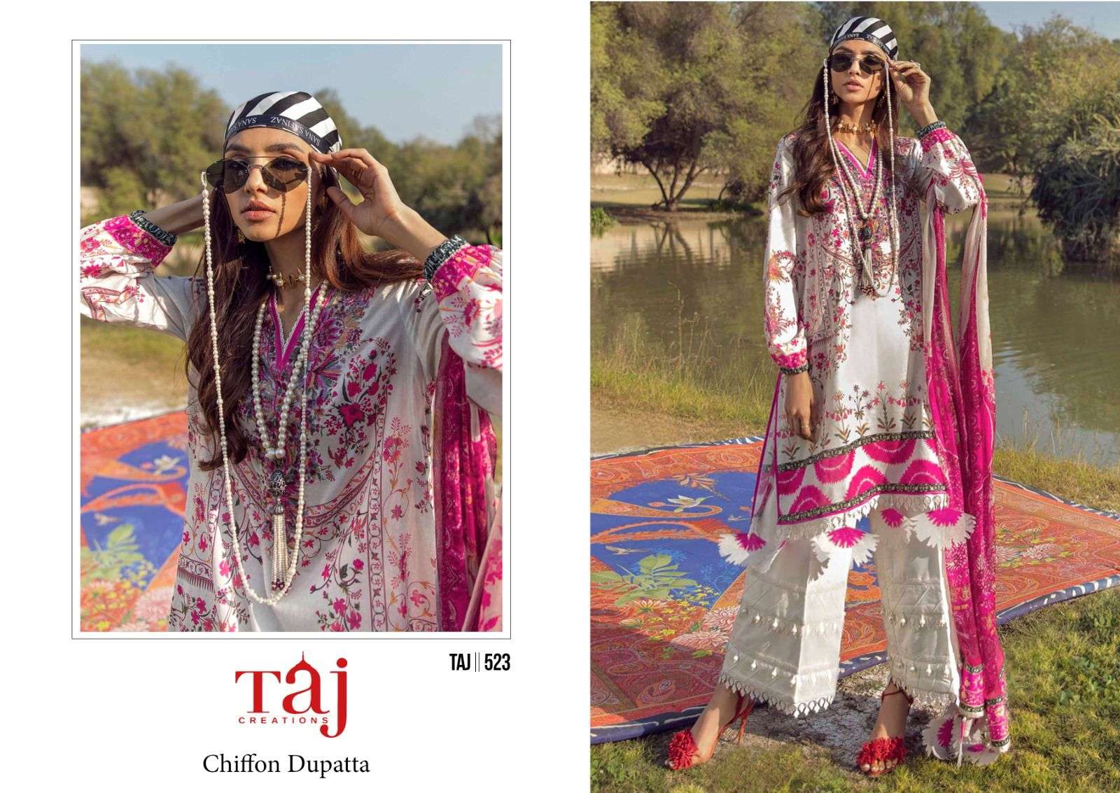TAJ CREATION D NO 523 AND 524 COTTON SALWAR KAMEEZ 