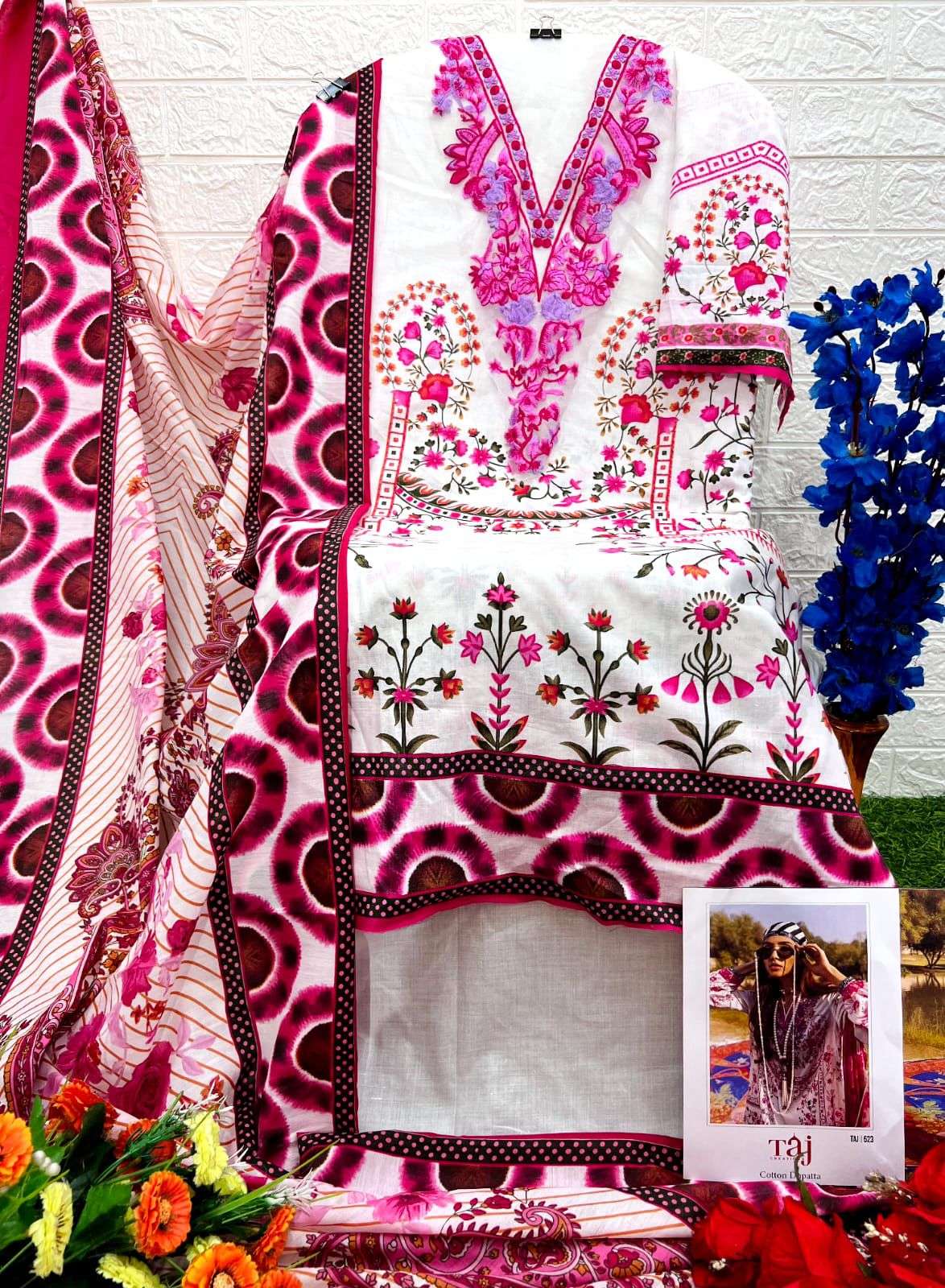 TAJ CREATION D NO 523 AND 524 COTTON SALWAR KAMEEZ 