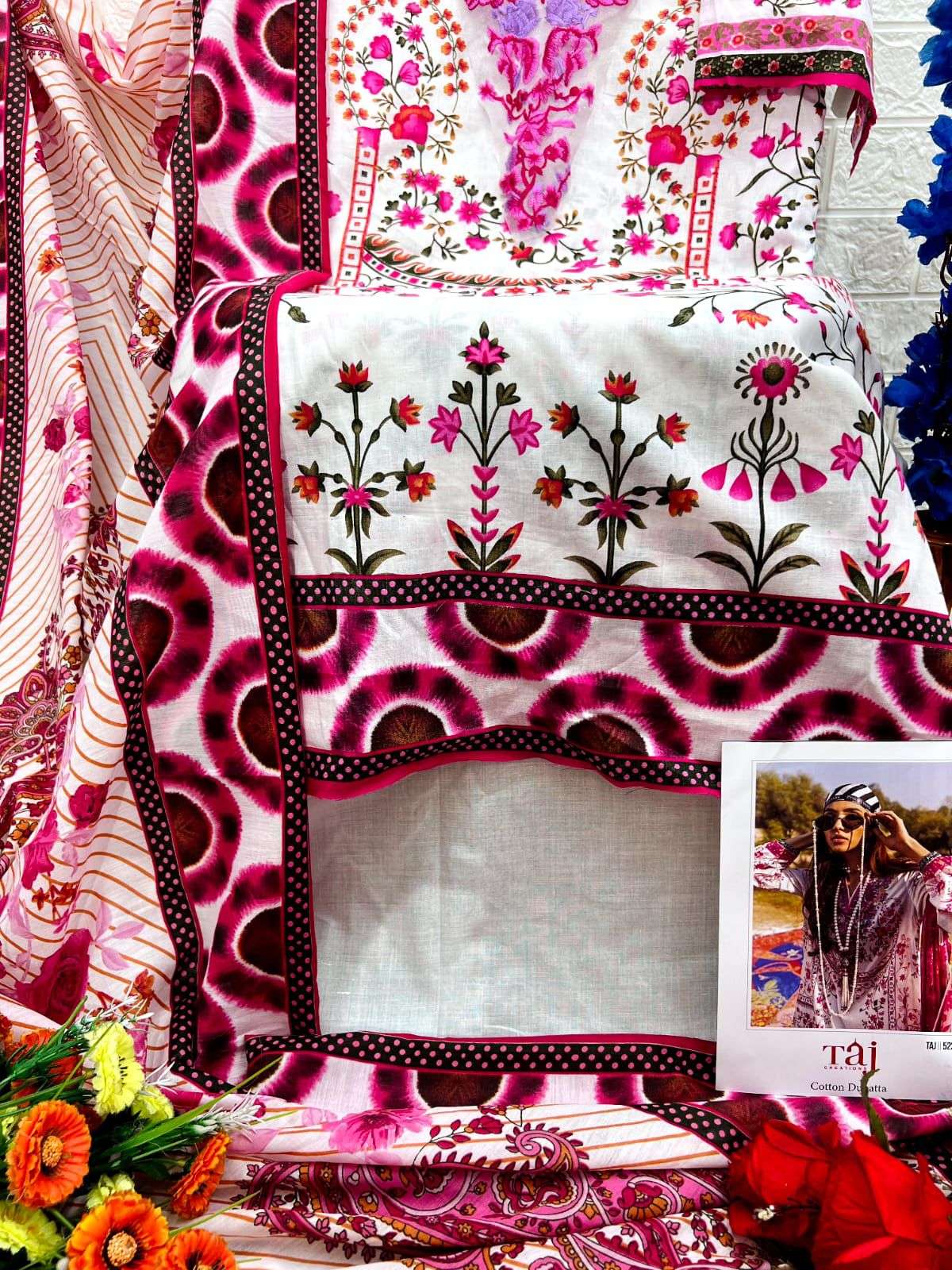 TAJ CREATION D NO 523 AND 524 COTTON SALWAR KAMEEZ 