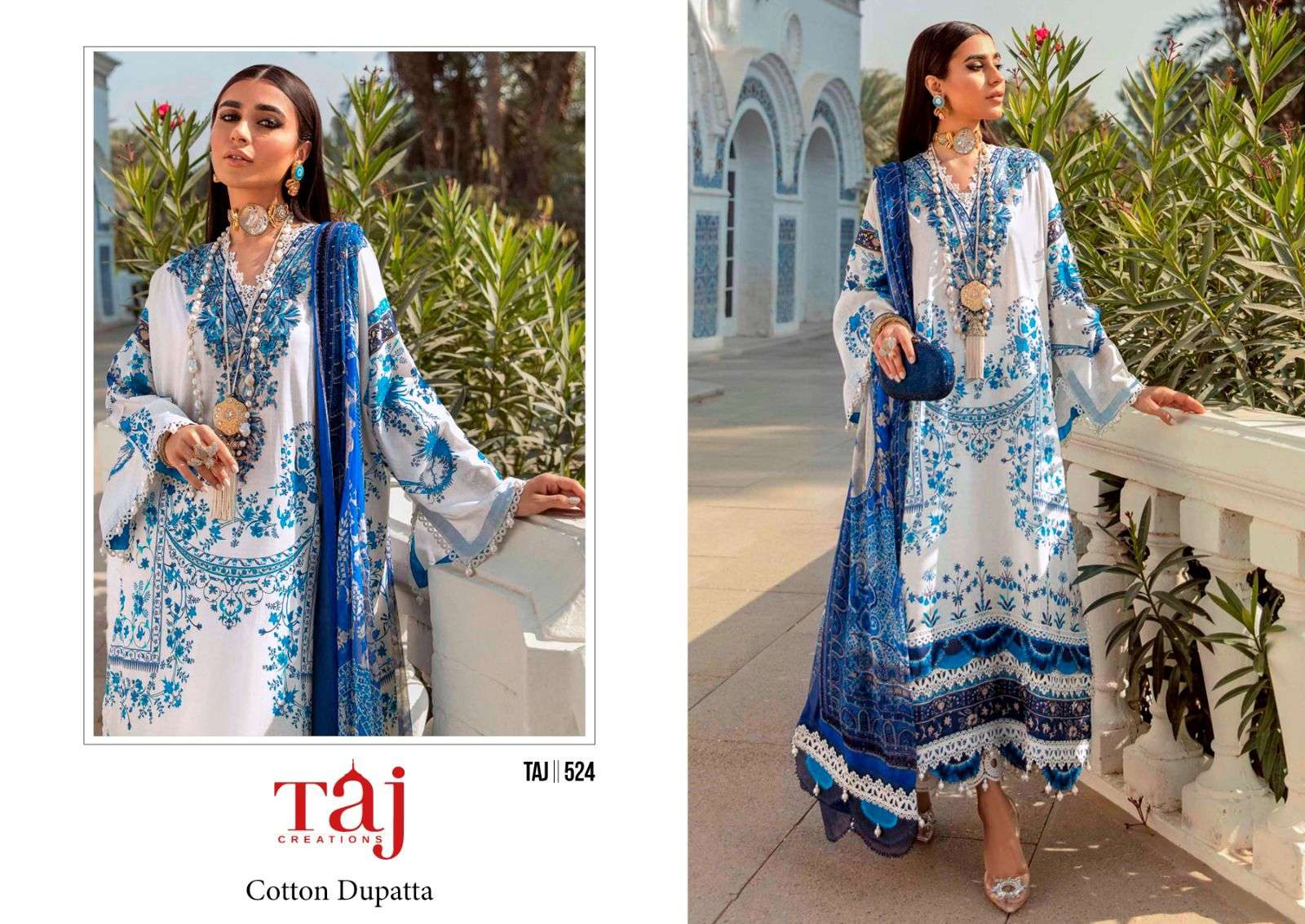 TAJ CREATION D NO 523 AND 524 COTTON SALWAR KAMEEZ 