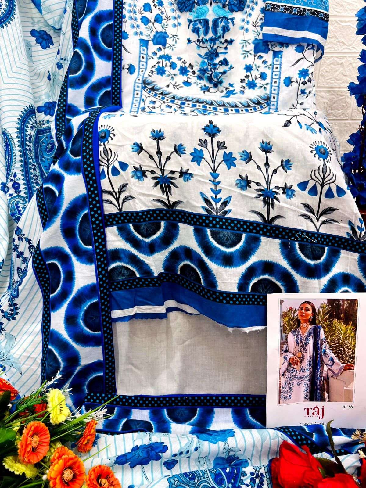 TAJ CREATION D NO 523 AND 524 COTTON SALWAR KAMEEZ 