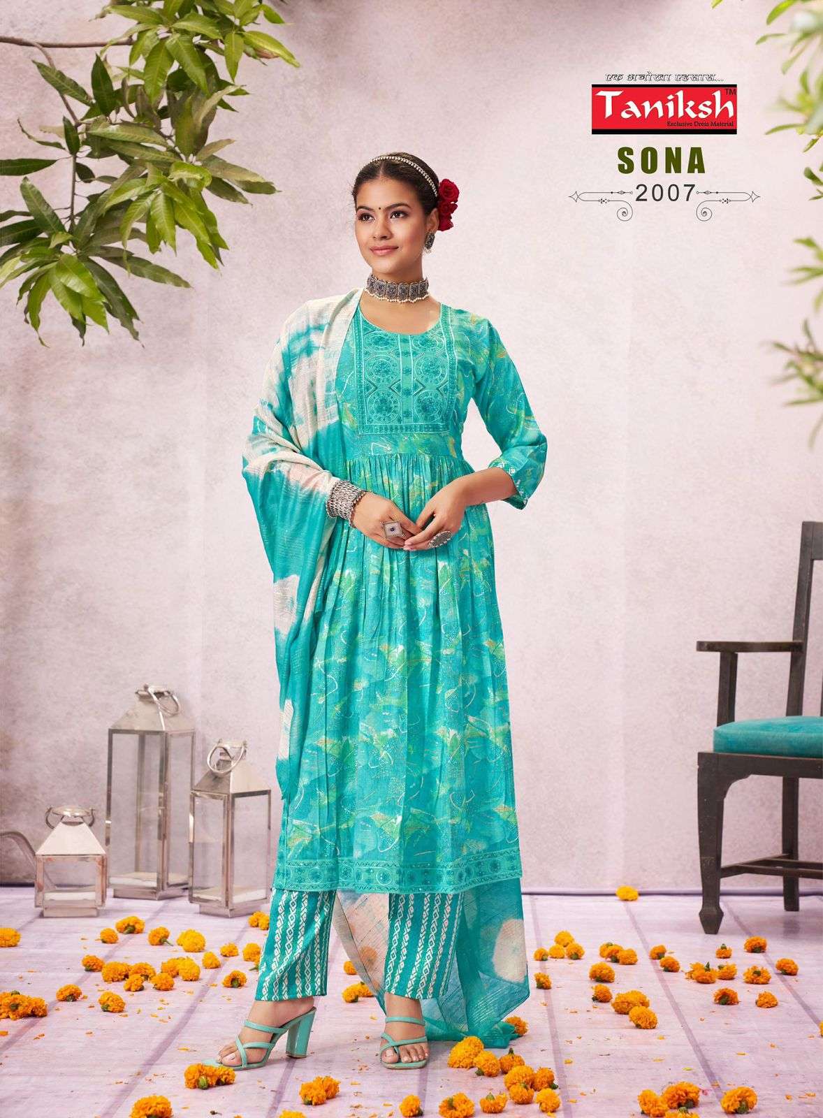 TANIKSH SONA VOL 2 RAYON DESIGNER NAIRA CUT PATTERN KURTI COMBO SET 