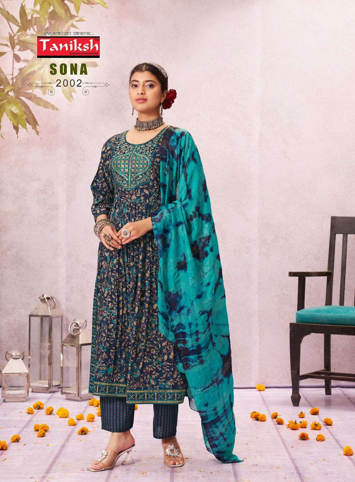 TANIKSH SONA VOL 2 RAYON DESIGNER NAIRA CUT PATTERN KURTI COMBO SET 