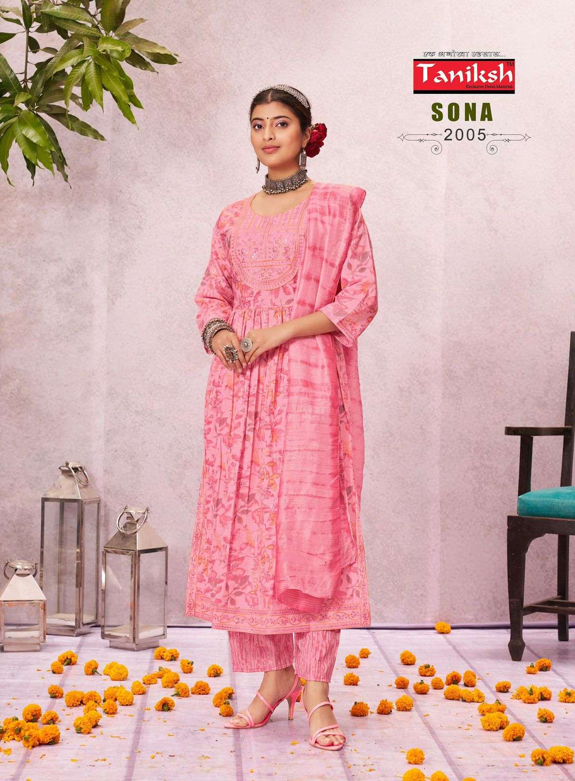 TANIKSH SONA VOL 2 RAYON DESIGNER NAIRA CUT PATTERN KURTI COMBO SET 