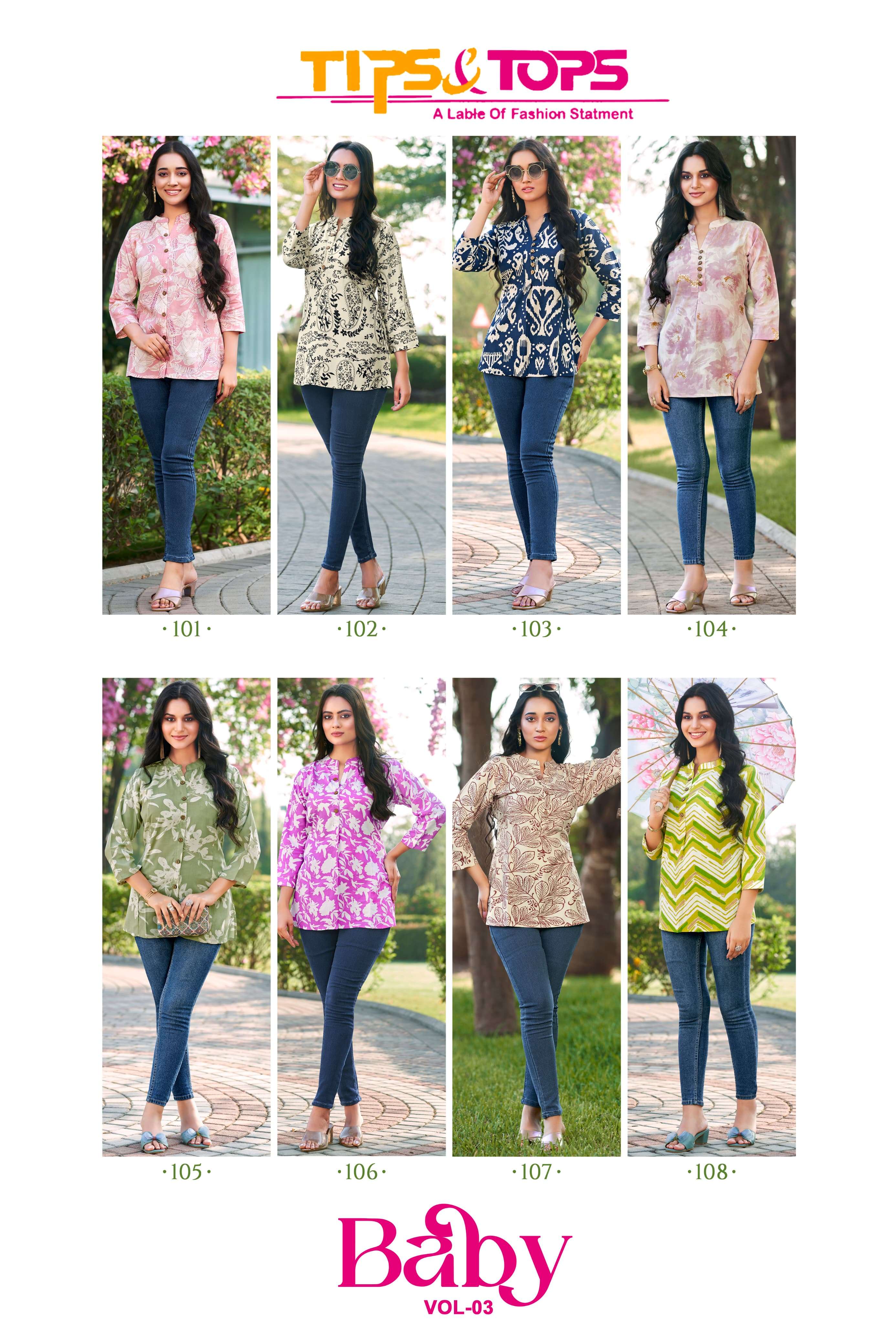 TIPS AND TOPS BABY VOL 3 RAYON PRINTS FANCY REGULAR WEAR TOP