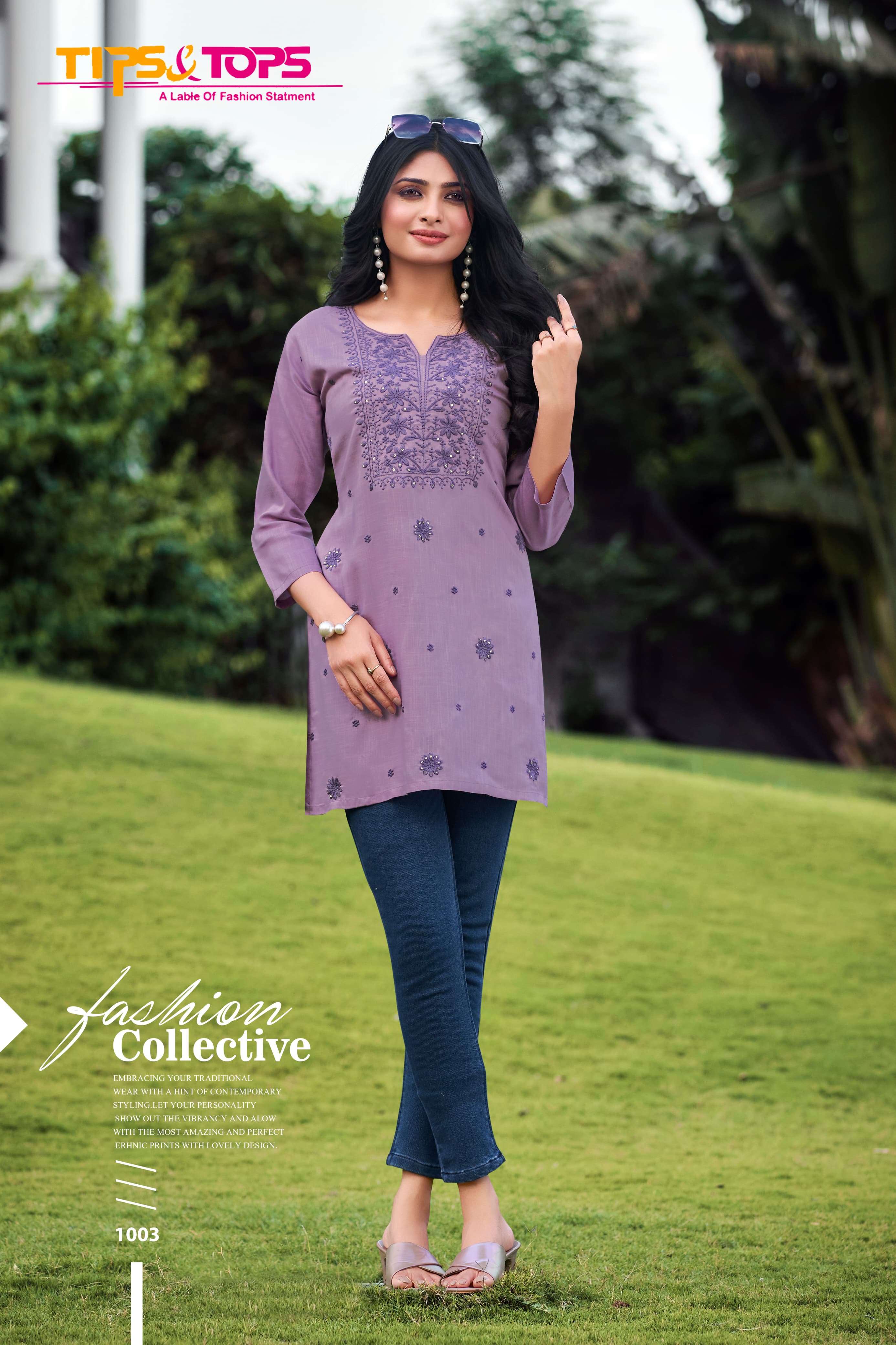 TIPS AND TOPS COLORS  VOL 3 RAYON FANCY SHORT KURTI