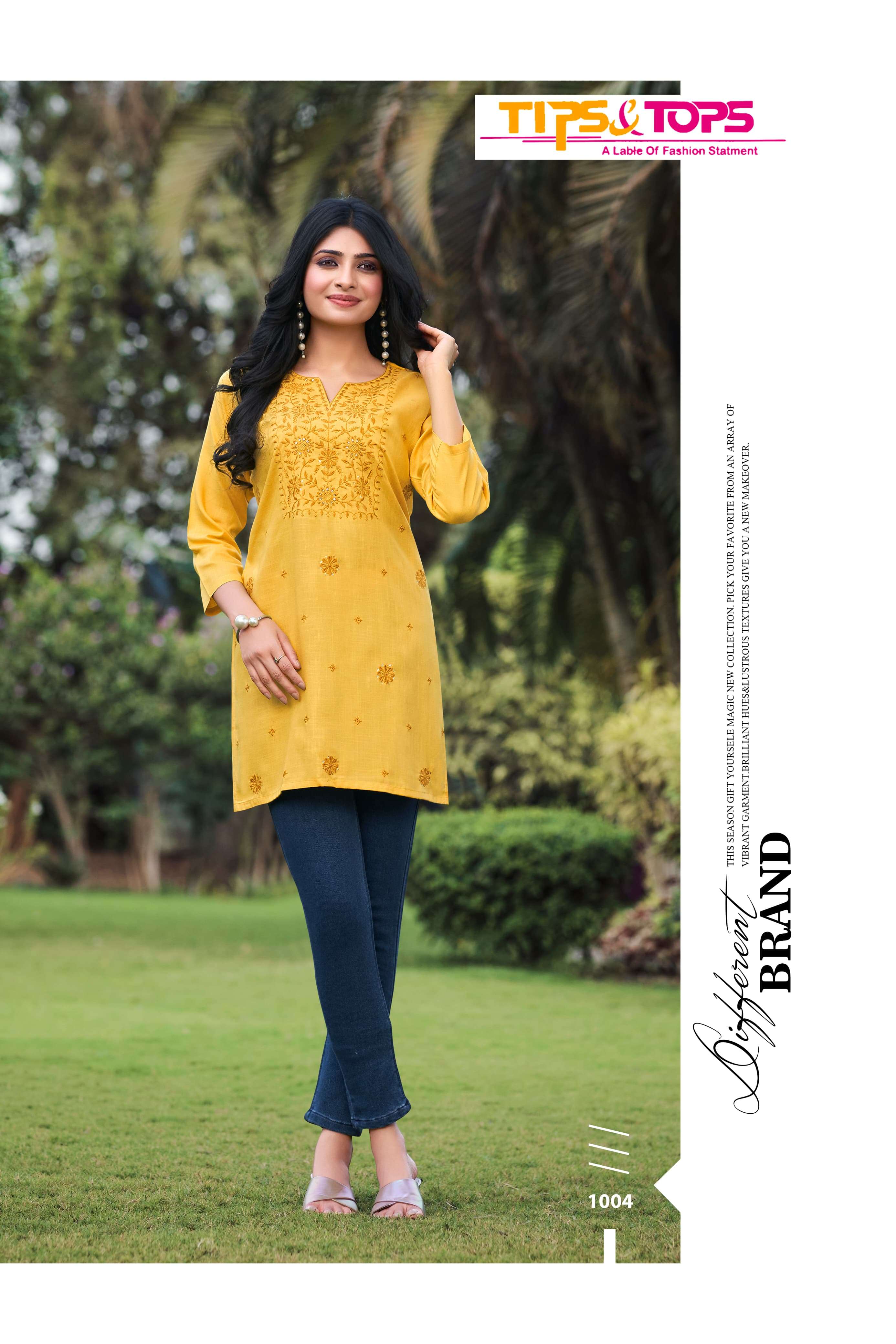 TIPS AND TOPS COLORS  VOL 3 RAYON FANCY SHORT KURTI