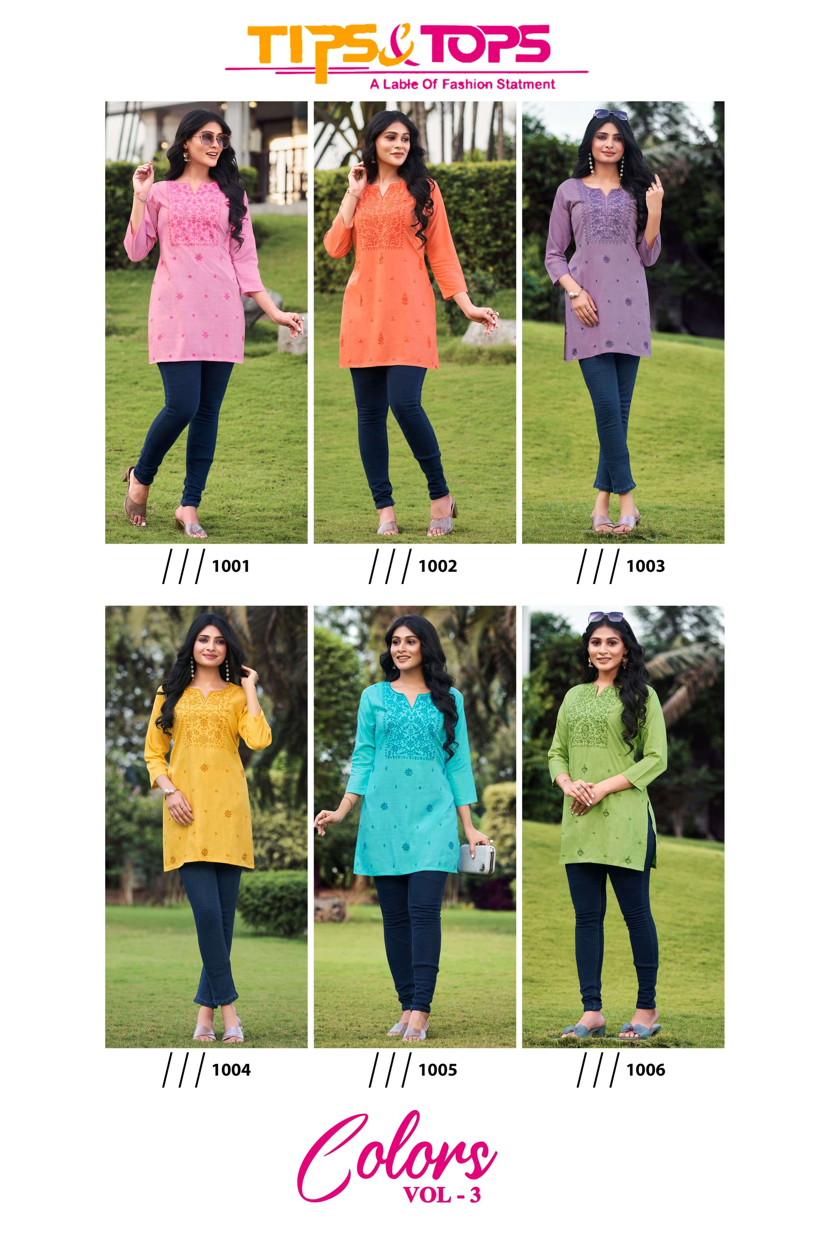 TIPS AND TOPS COLORS  VOL 3 RAYON FANCY SHORT KURTI