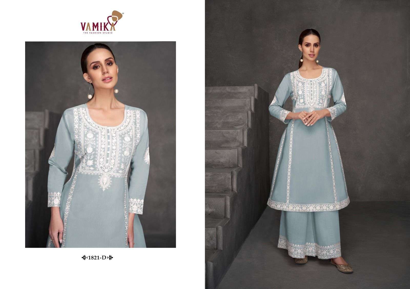 VAMIKA FIZA VISCOSE LUCKNOWI DESIGNER KURTI WITH BOTTOM SET 
