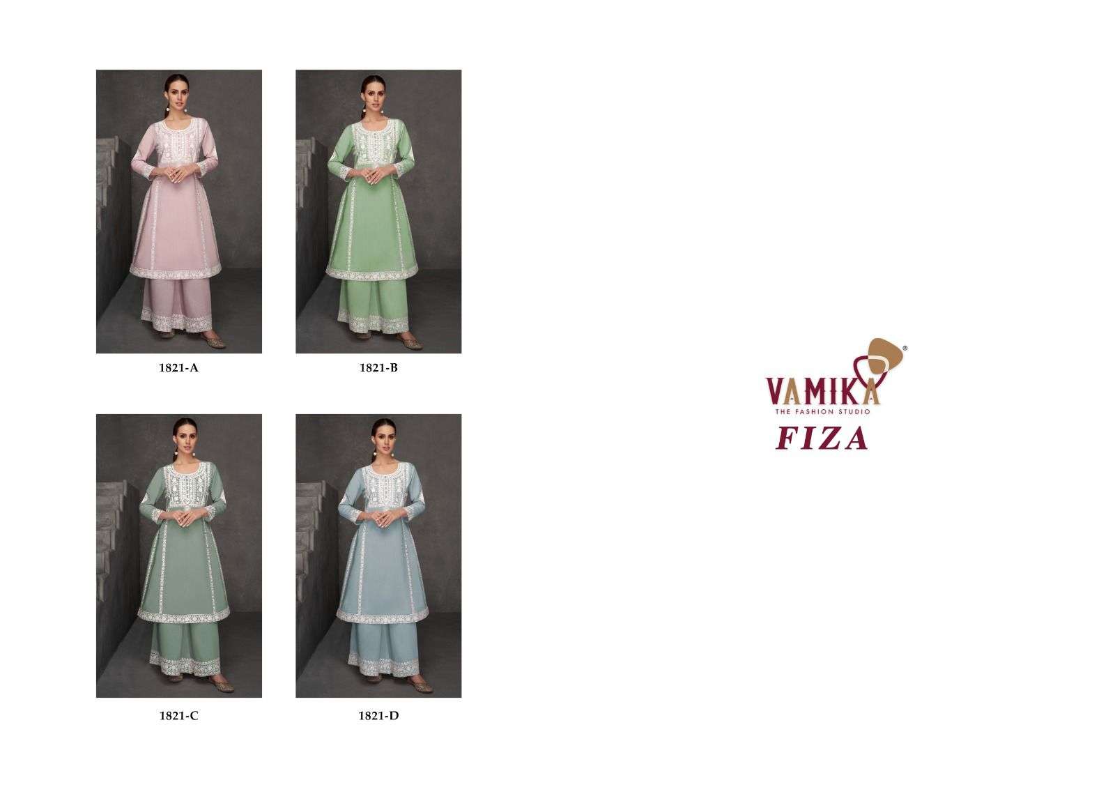 VAMIKA FIZA VISCOSE LUCKNOWI DESIGNER KURTI WITH BOTTOM SET 