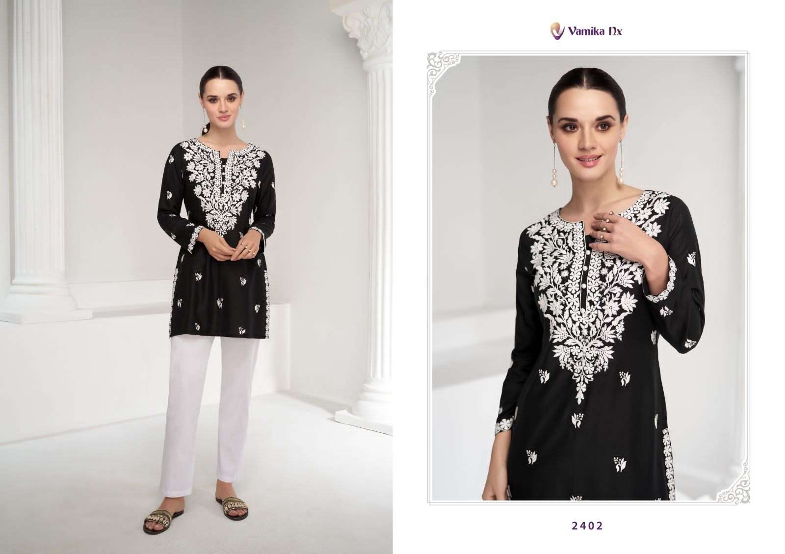 VAMIKA NX RUHANA RAYON FANCY LUCKNOWI KURTI	